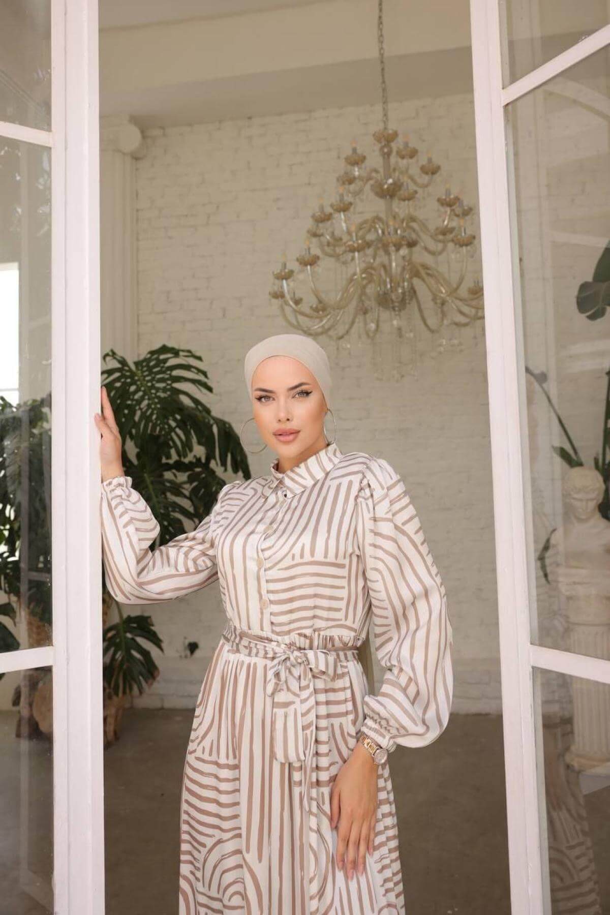 Women hijab maxi dress wholesale Beige color 697335