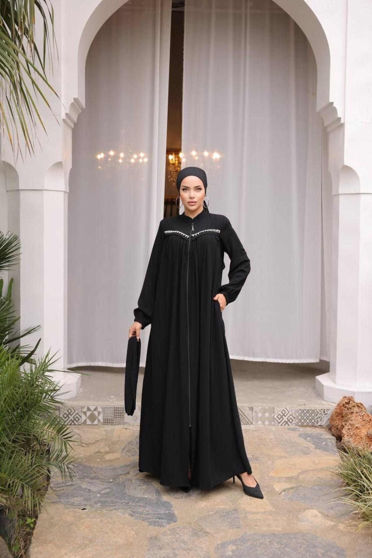 Women hijab maxi dress wholesale Black color 697405
