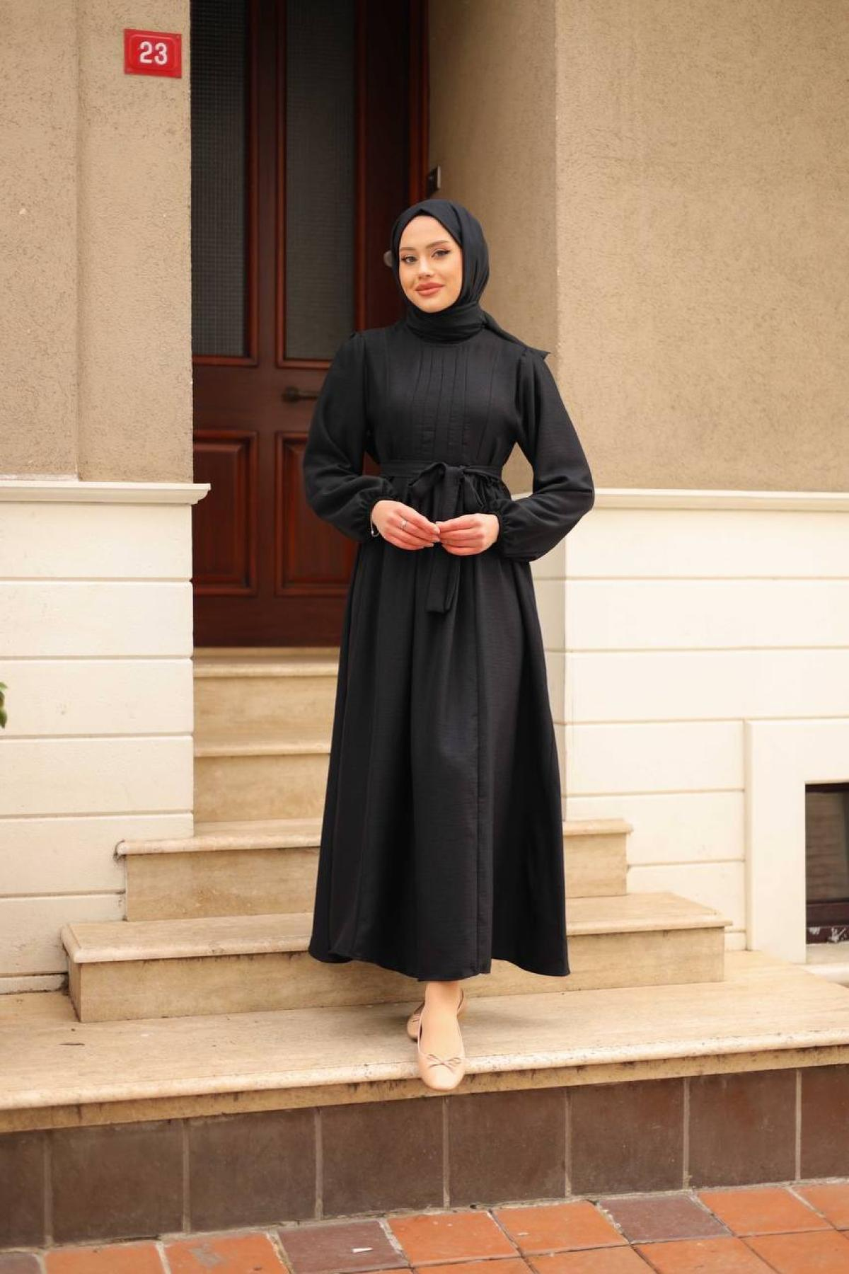 Women hijab maxi dress wholesale Black color 695655