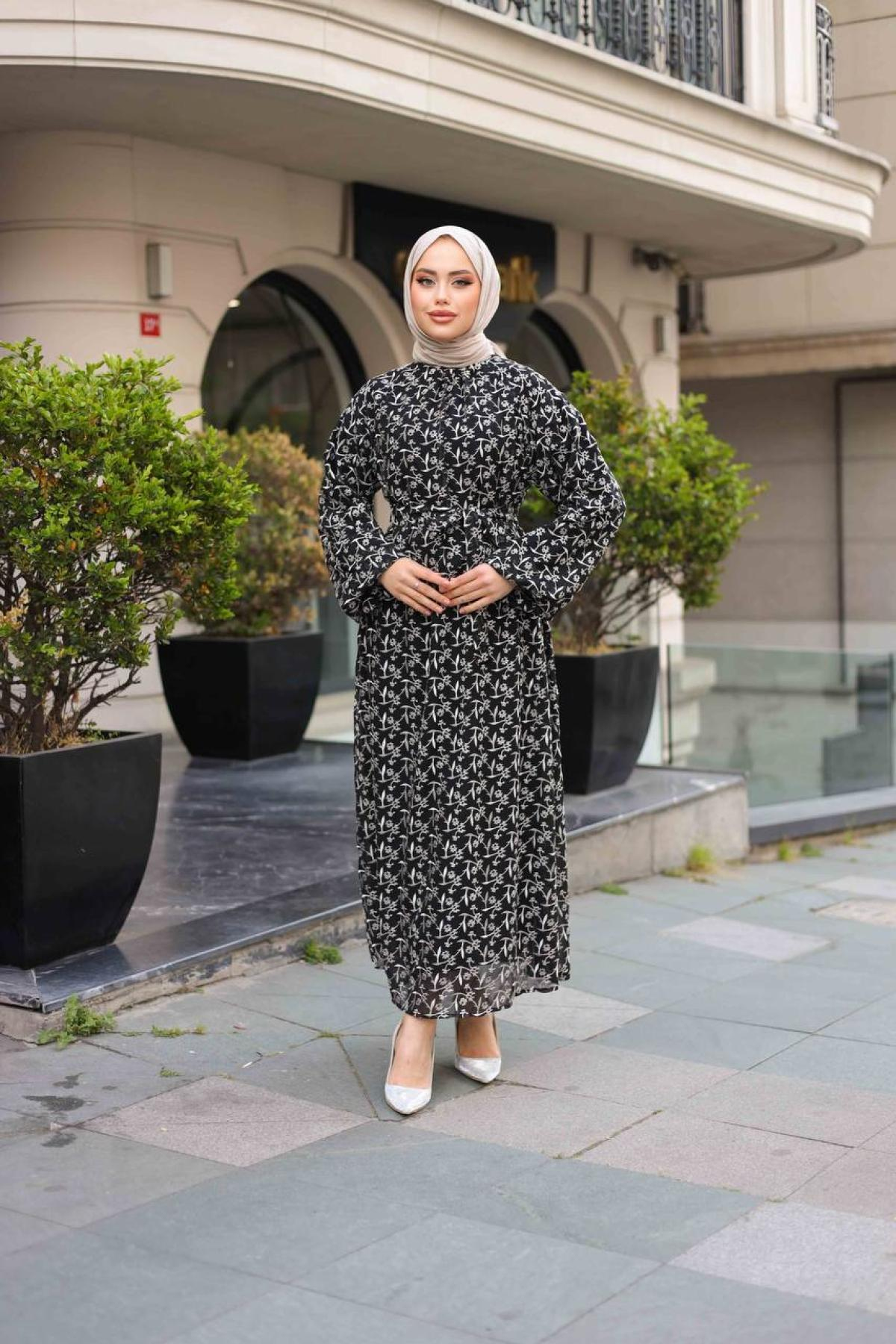 Women hijab maxi dress wholesale Black color 695961