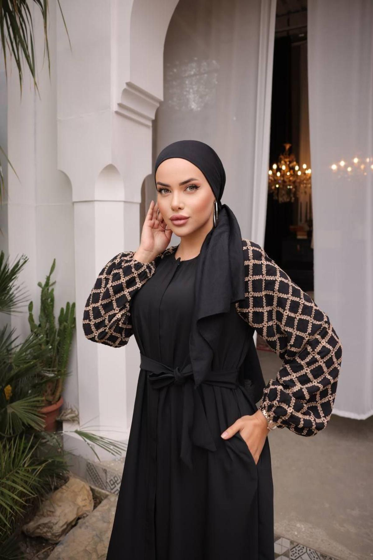 Women hijab maxi dress wholesale Black color 697390