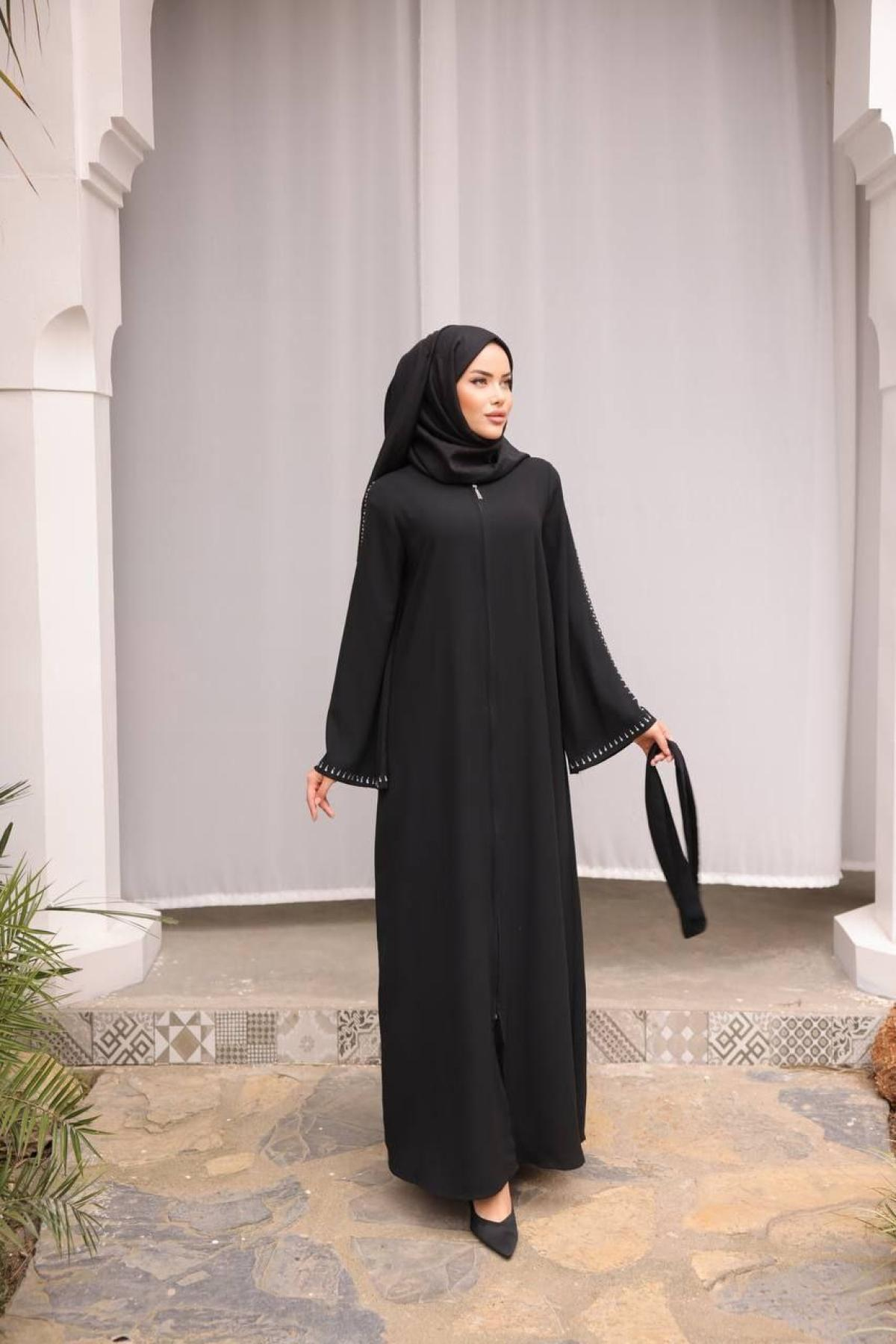 Women hijab maxi dress wholesale Black color 697407