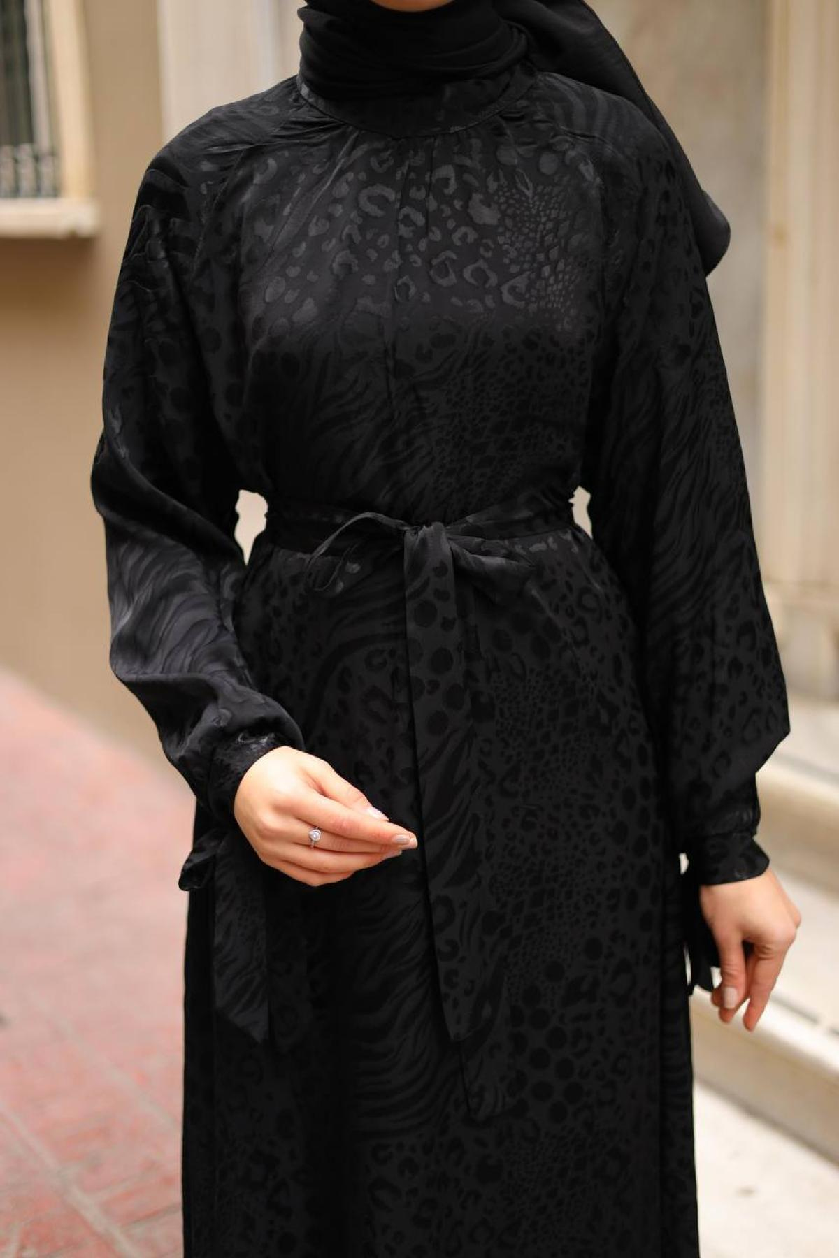 Women hijab maxi dress wholesale Black color 695682