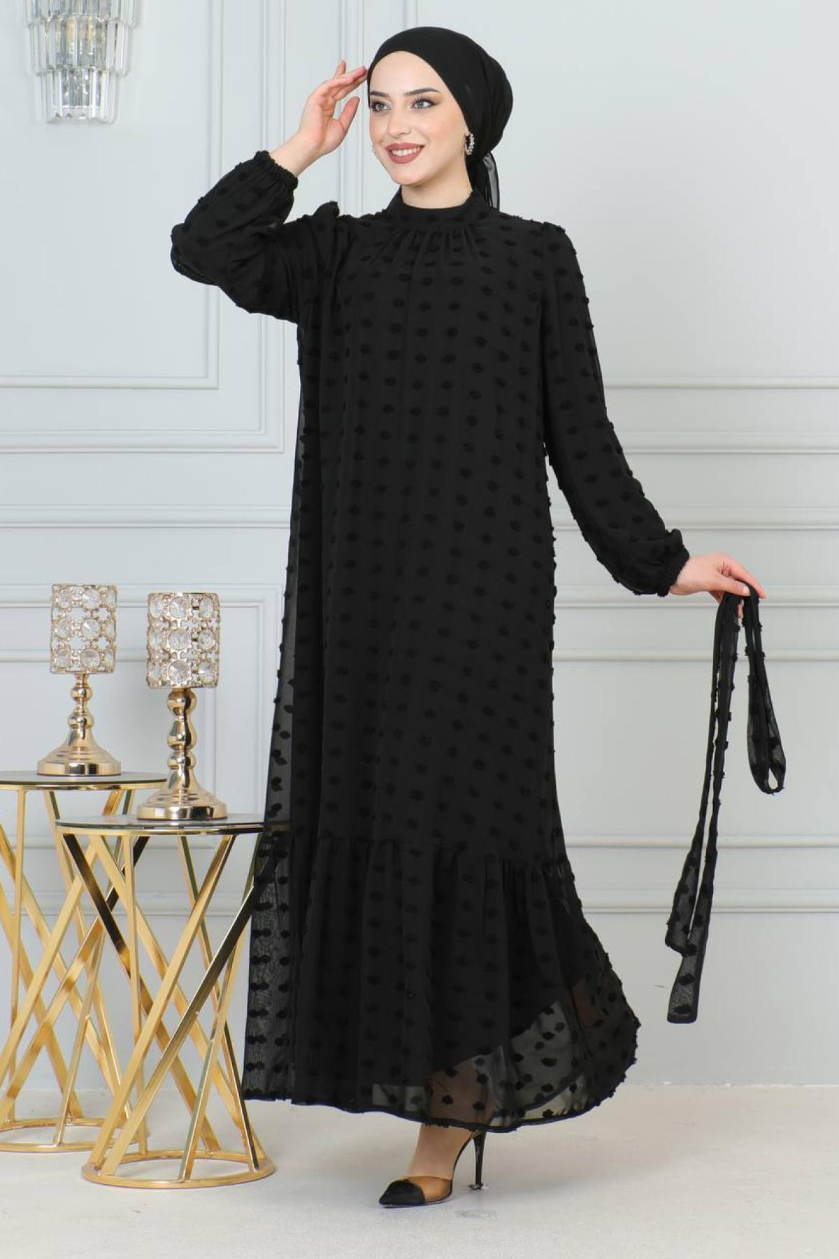 Women hijab maxi dress wholesale Black color 695802