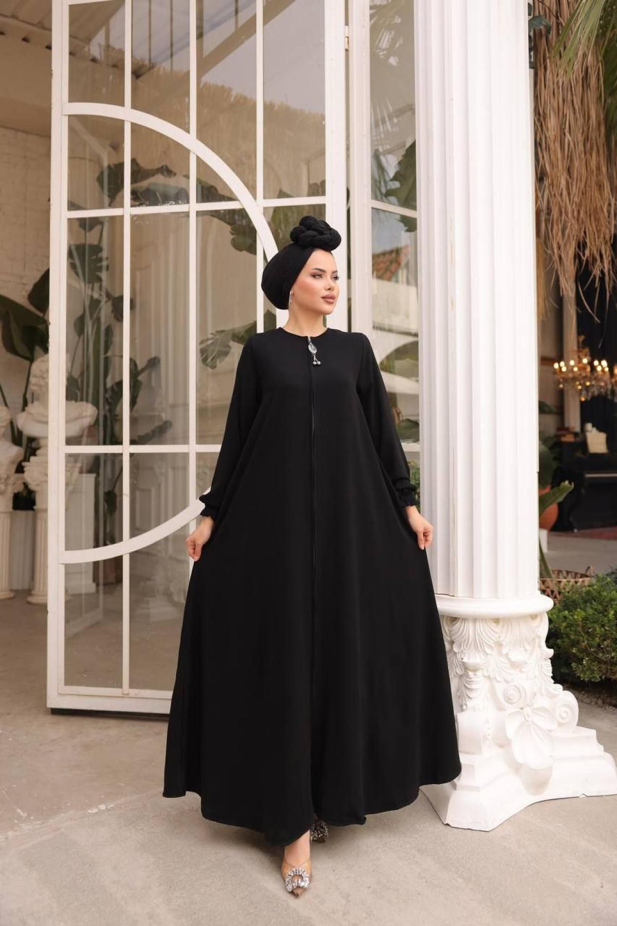 Women hijab maxi dress wholesale Black color 697383
