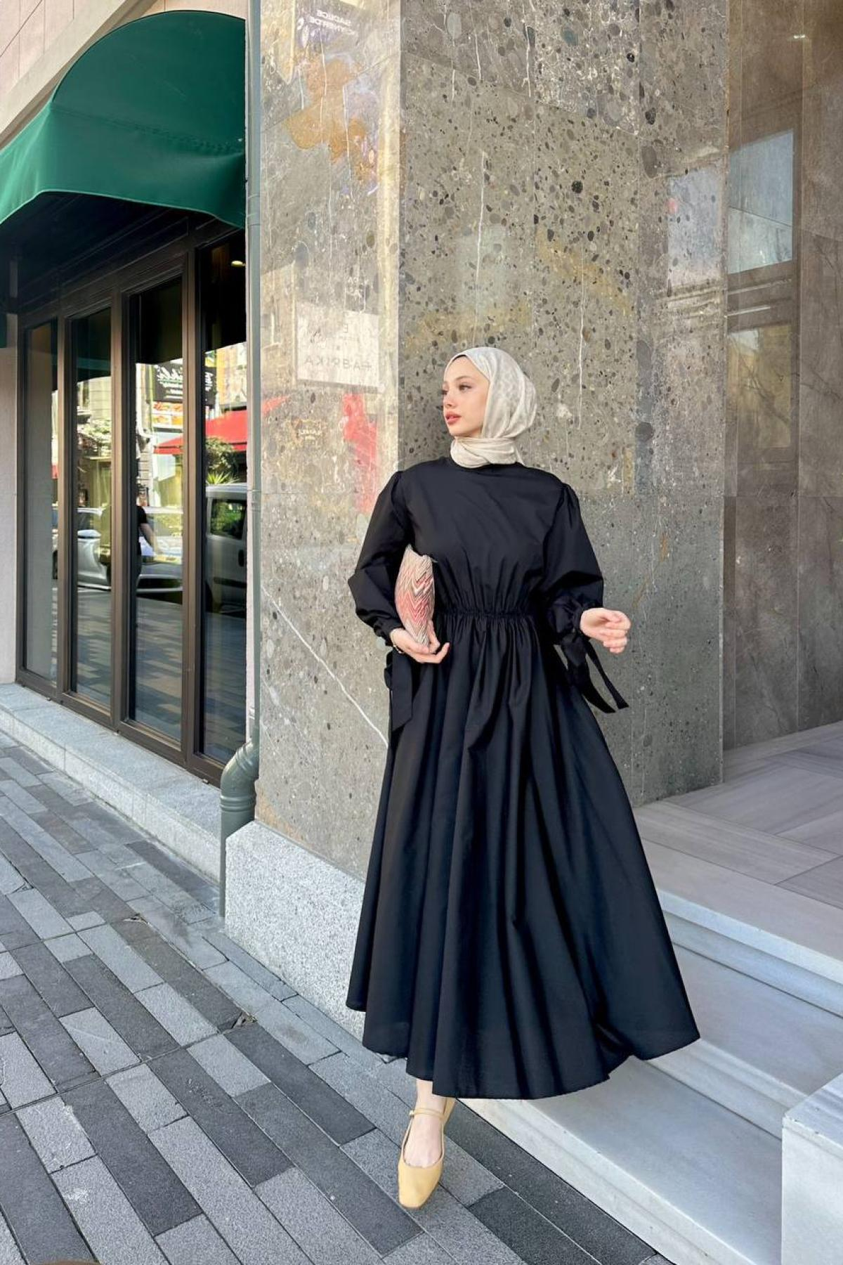 Women hijab maxi dress wholesale Black color 695764