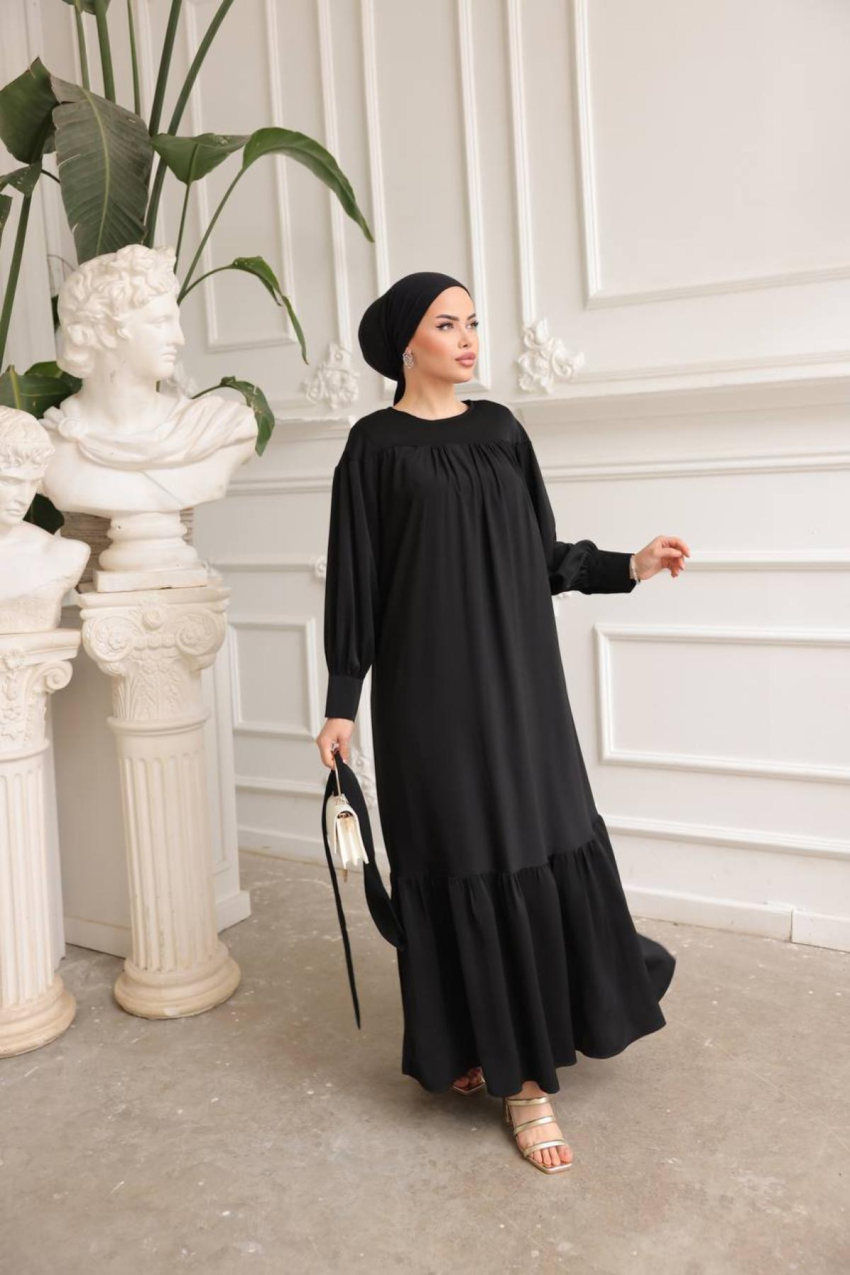 Women hijab maxi dress wholesale Black color 695834