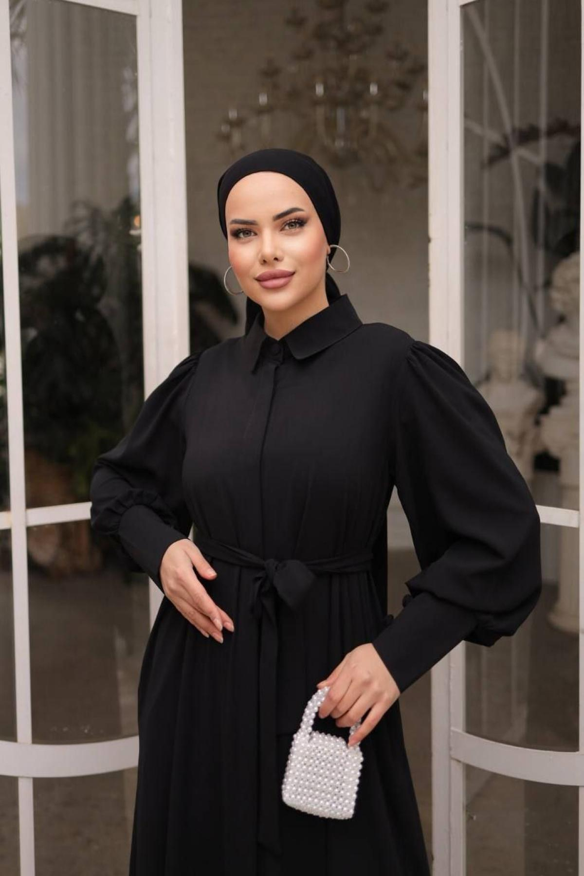 Women hijab maxi dress wholesale Black color 697366