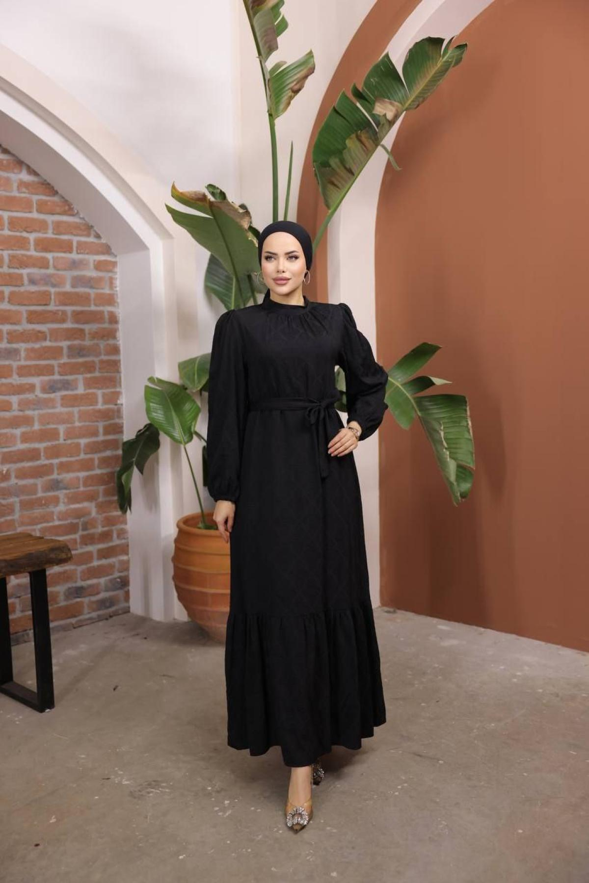 Women hijab maxi dress wholesale Black color 697428