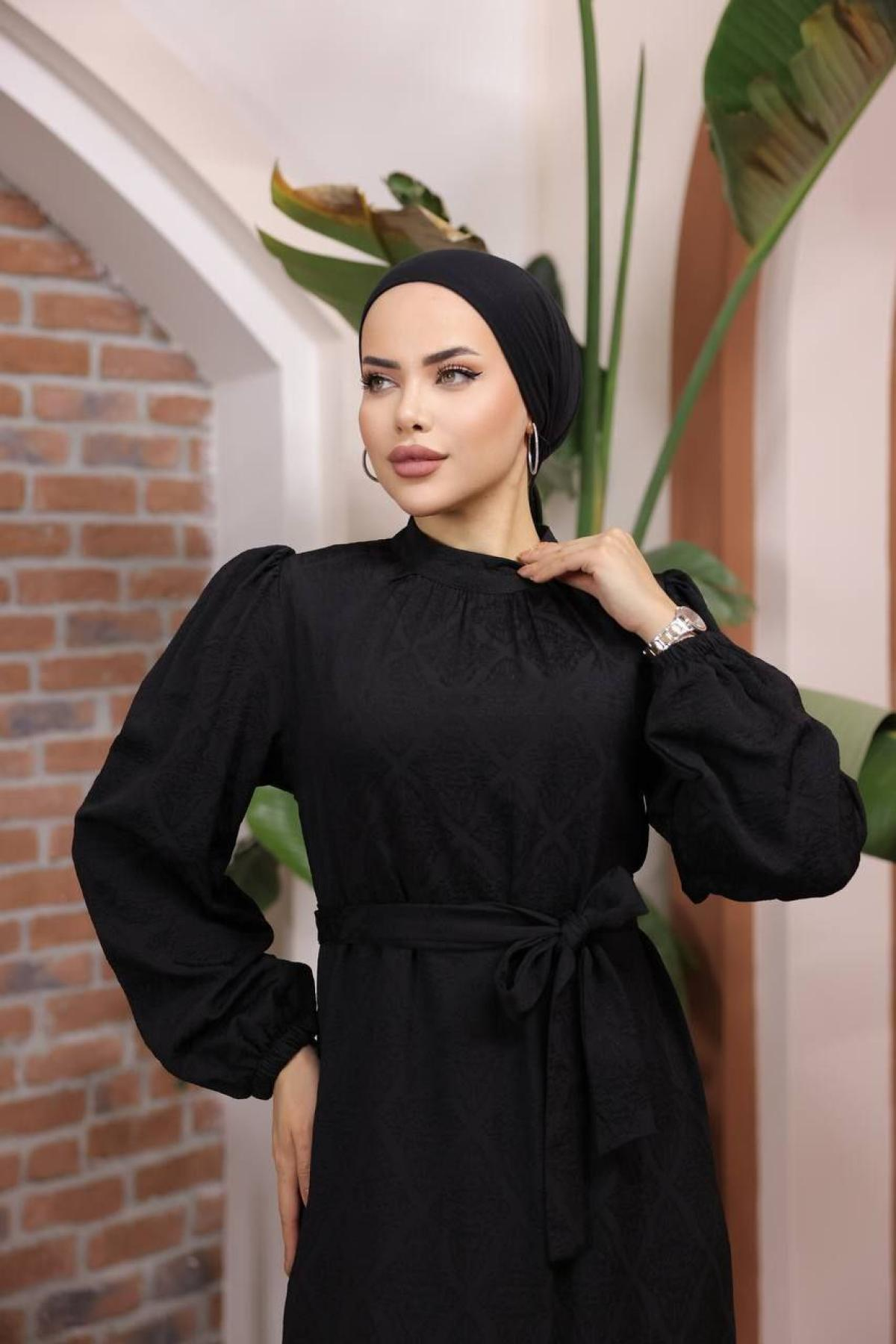 Women hijab maxi dress wholesale Black color 697428