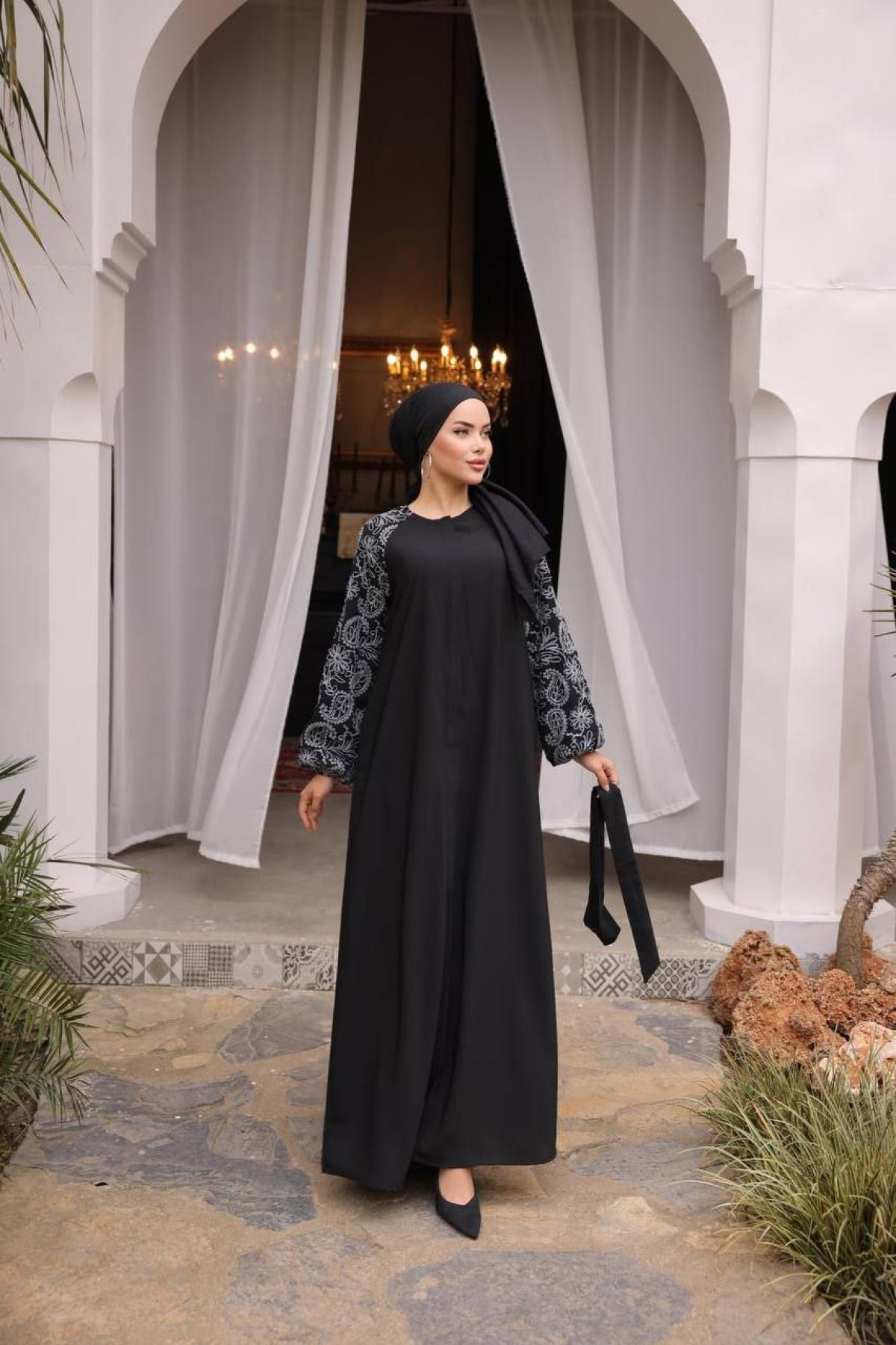 Women hijab maxi dress wholesale Black color 697391