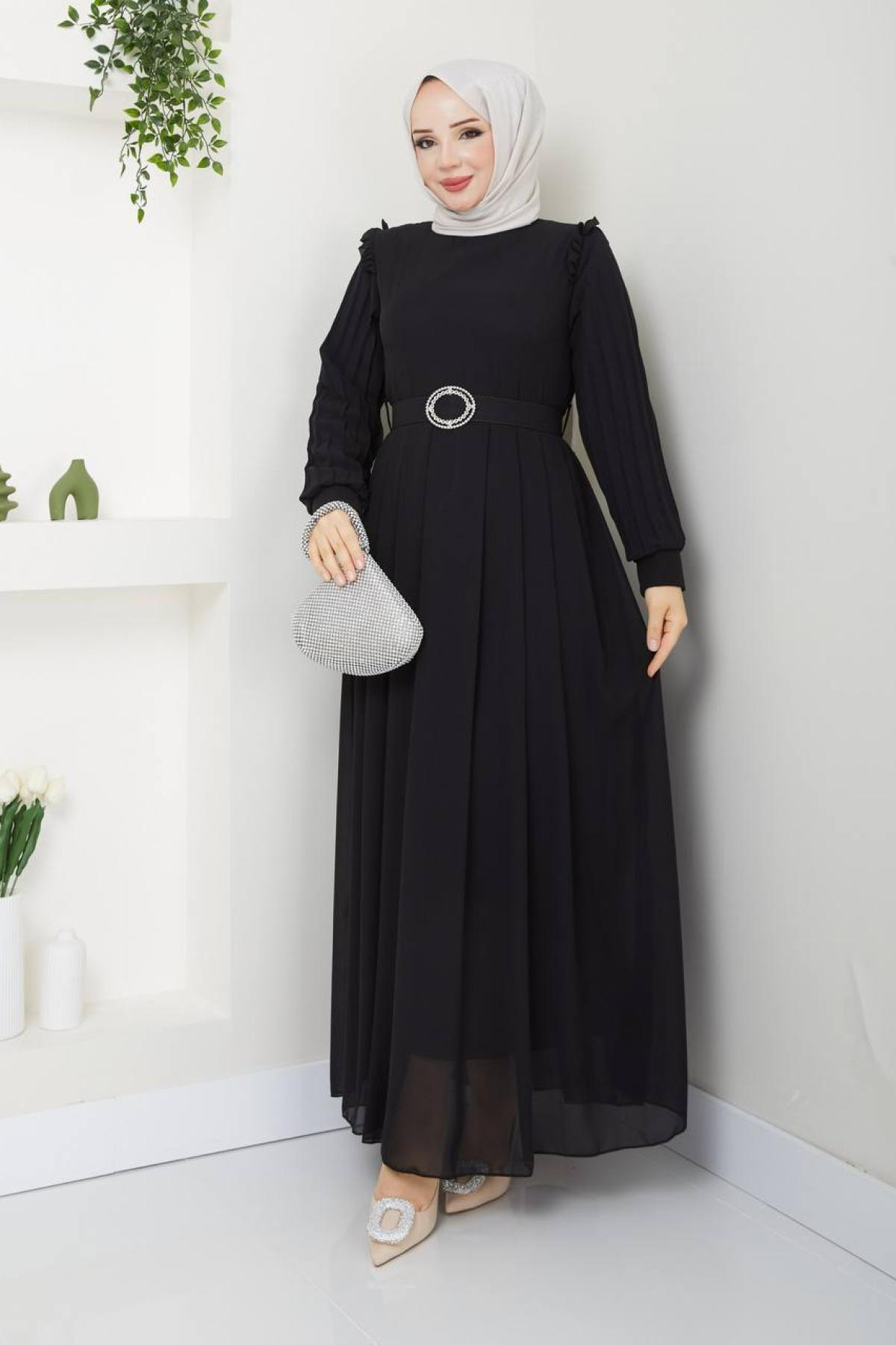 Women hijab maxi dress wholesale Black color 695728