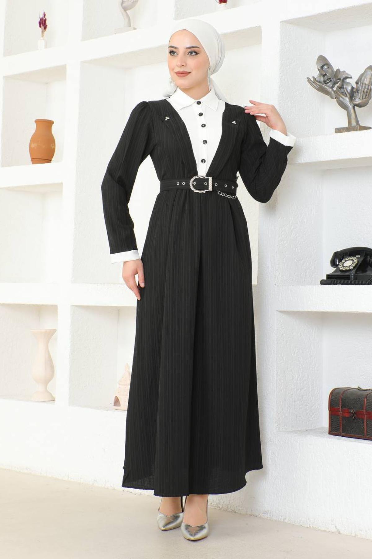 Women hijab maxi dress wholesale Black color 695755