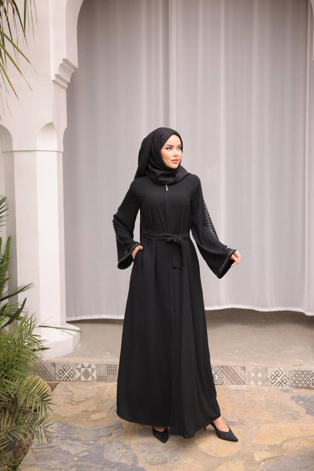 Women hijab maxi dress wholesale Black color 697407