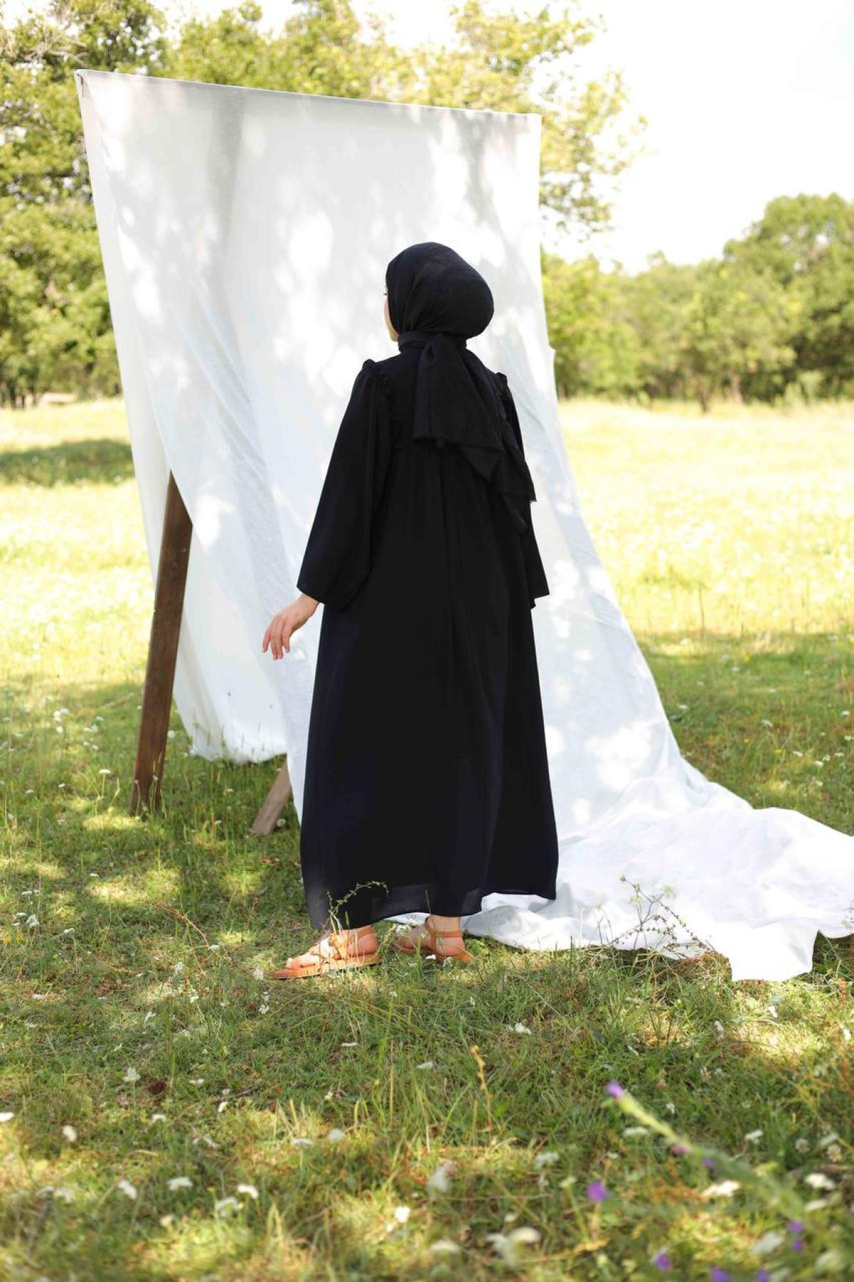 Women hijab maxi dress wholesale Black color 695668