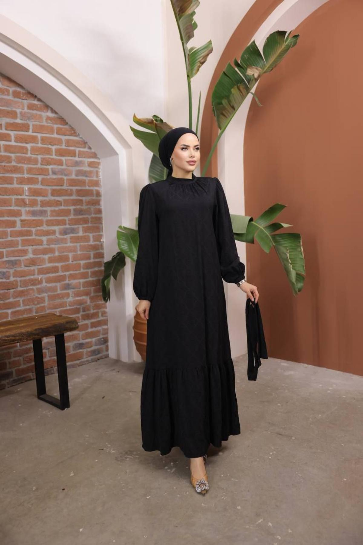 Women hijab maxi dress wholesale Black color 697428