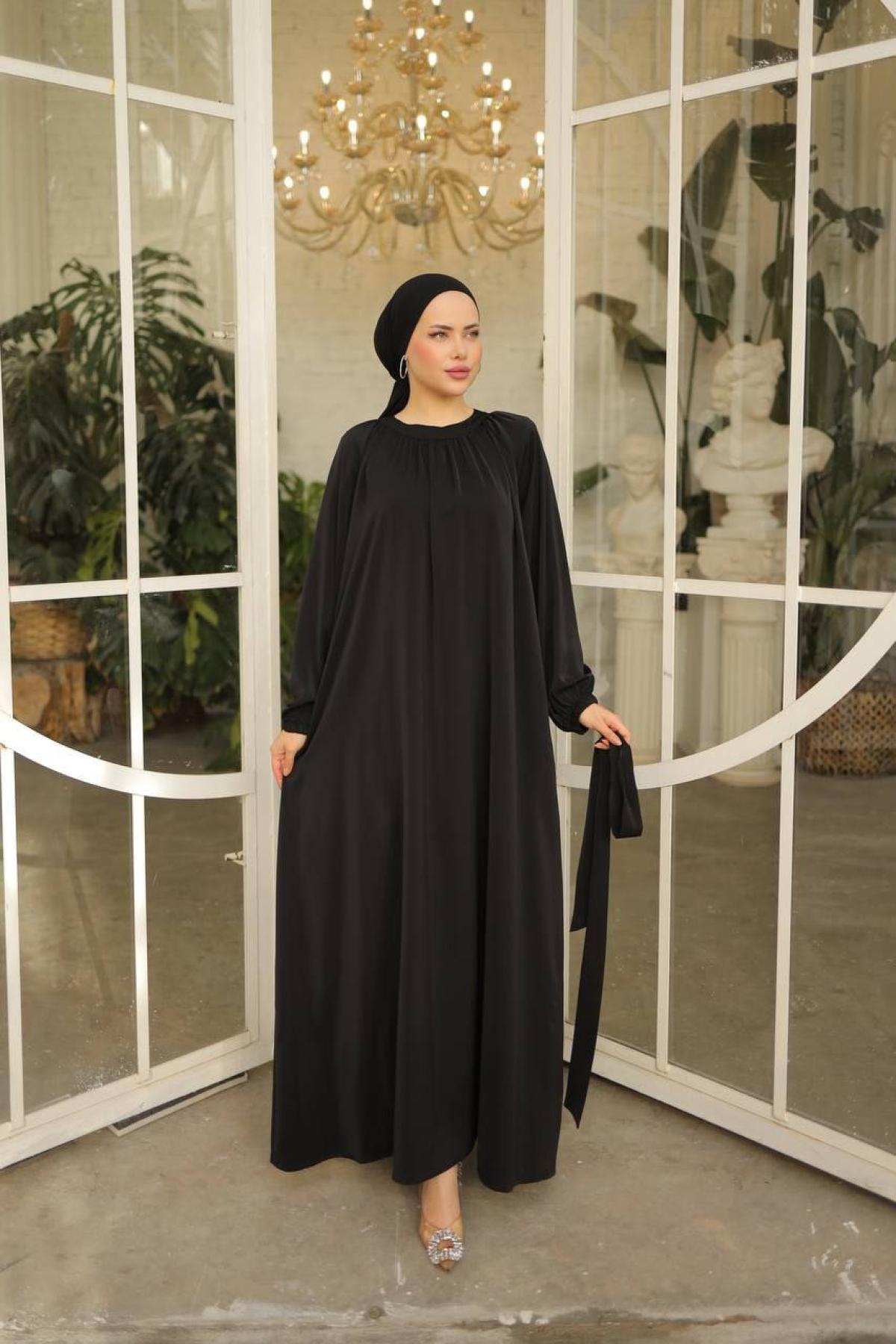 Women hijab maxi dress wholesale Black color 697453