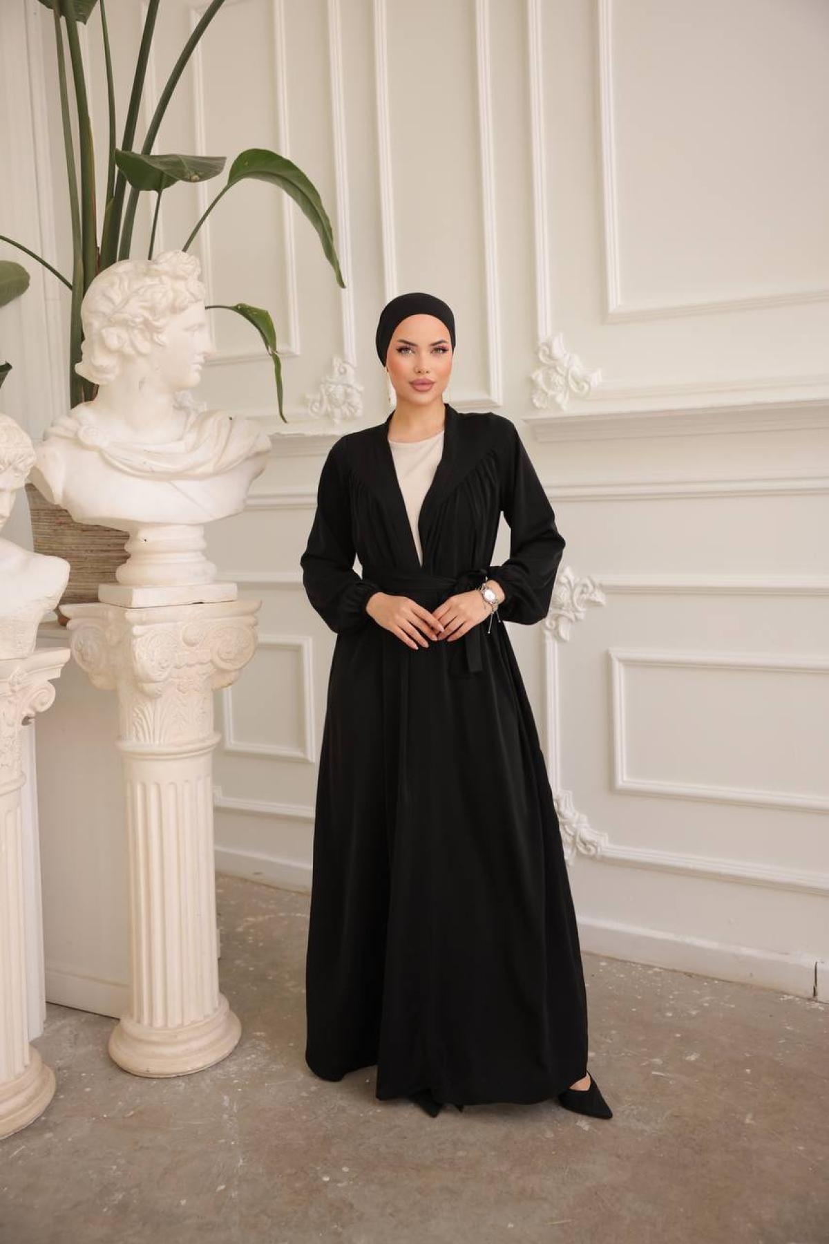 Women hijab maxi dress wholesale Black color 695813