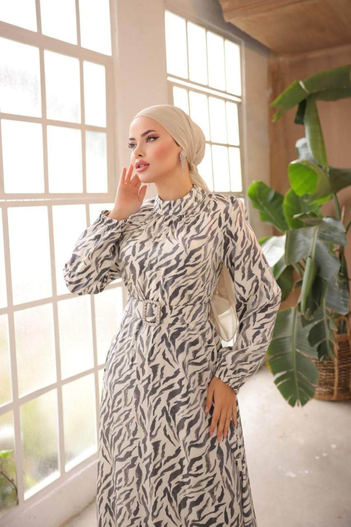 Women hijab maxi dress wholesale Black color 697339