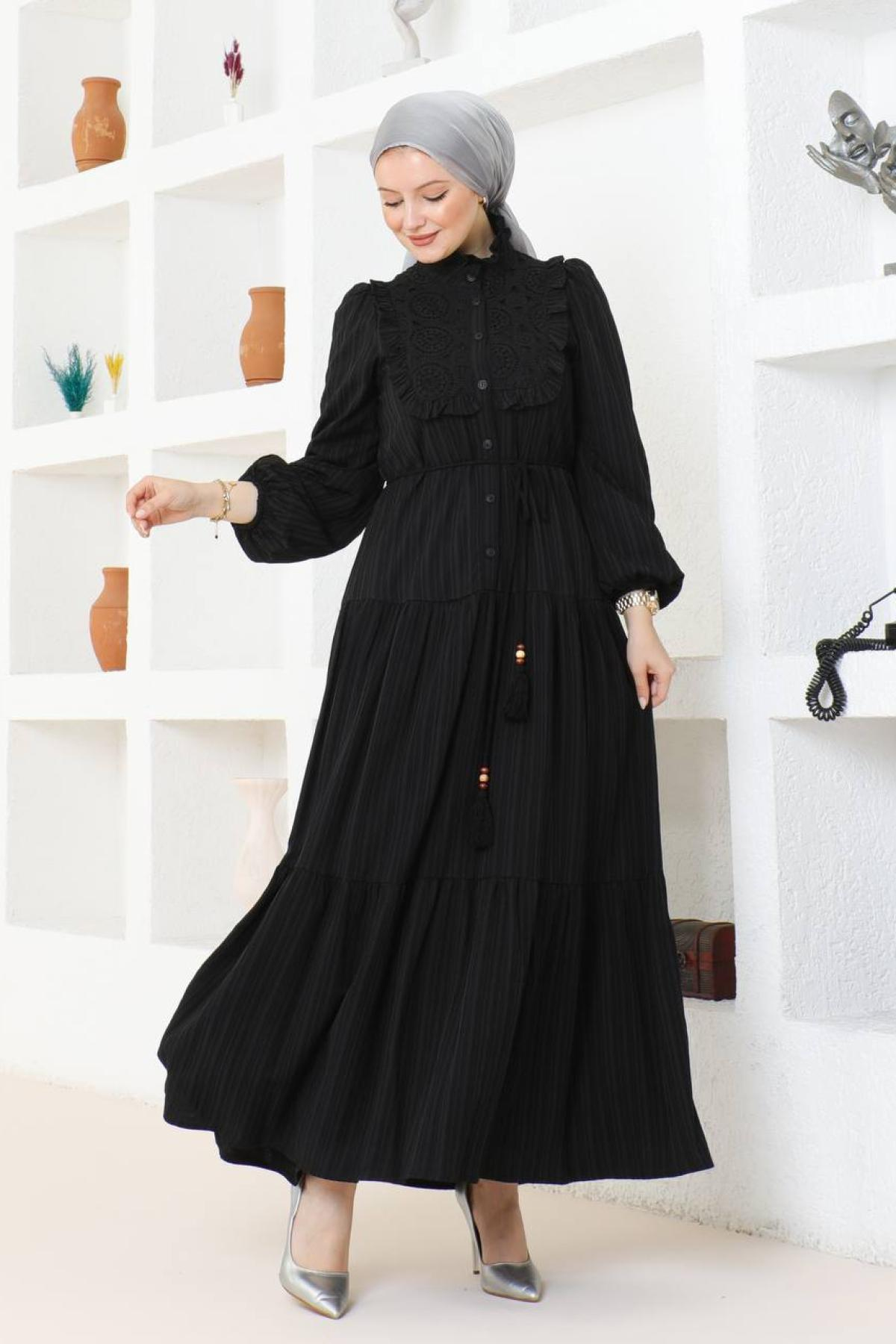 Women hijab maxi dress wholesale Black color 695774