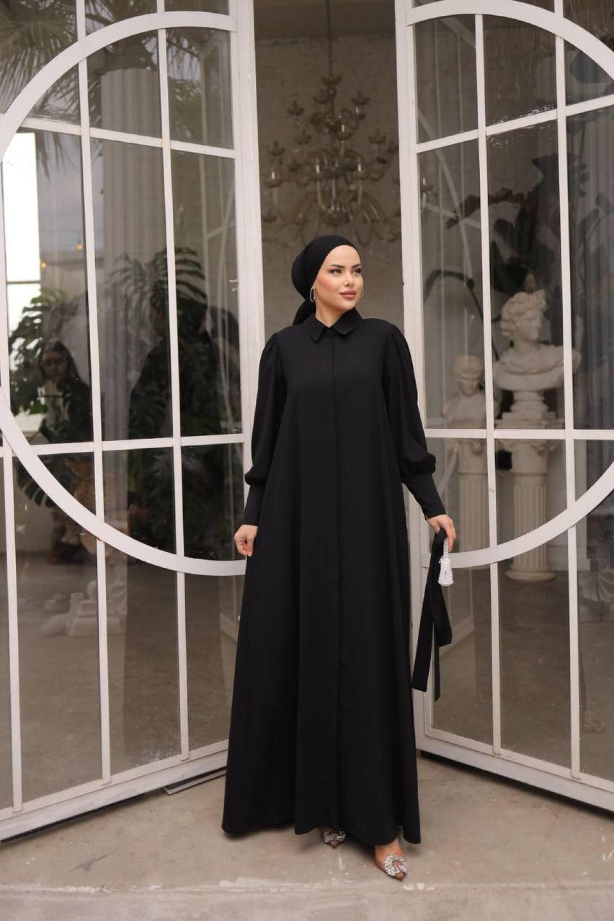 Women hijab maxi dress wholesale Black color 697366