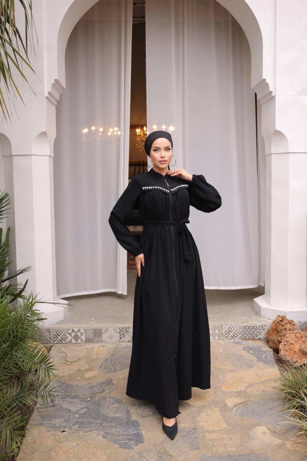 Women hijab maxi dress wholesale Black color 697405