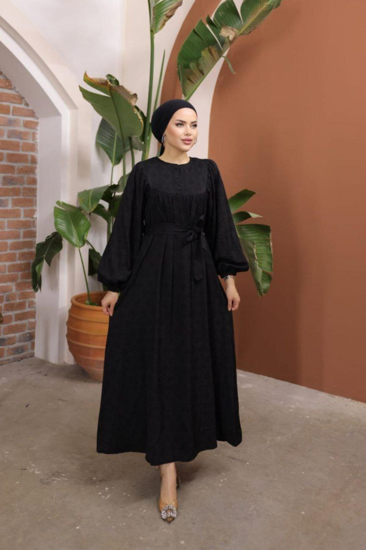 Women hijab maxi dress wholesale Black color 697418
