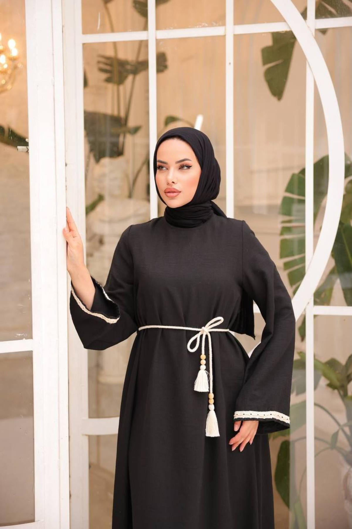Women hijab maxi dress wholesale Black color 697422