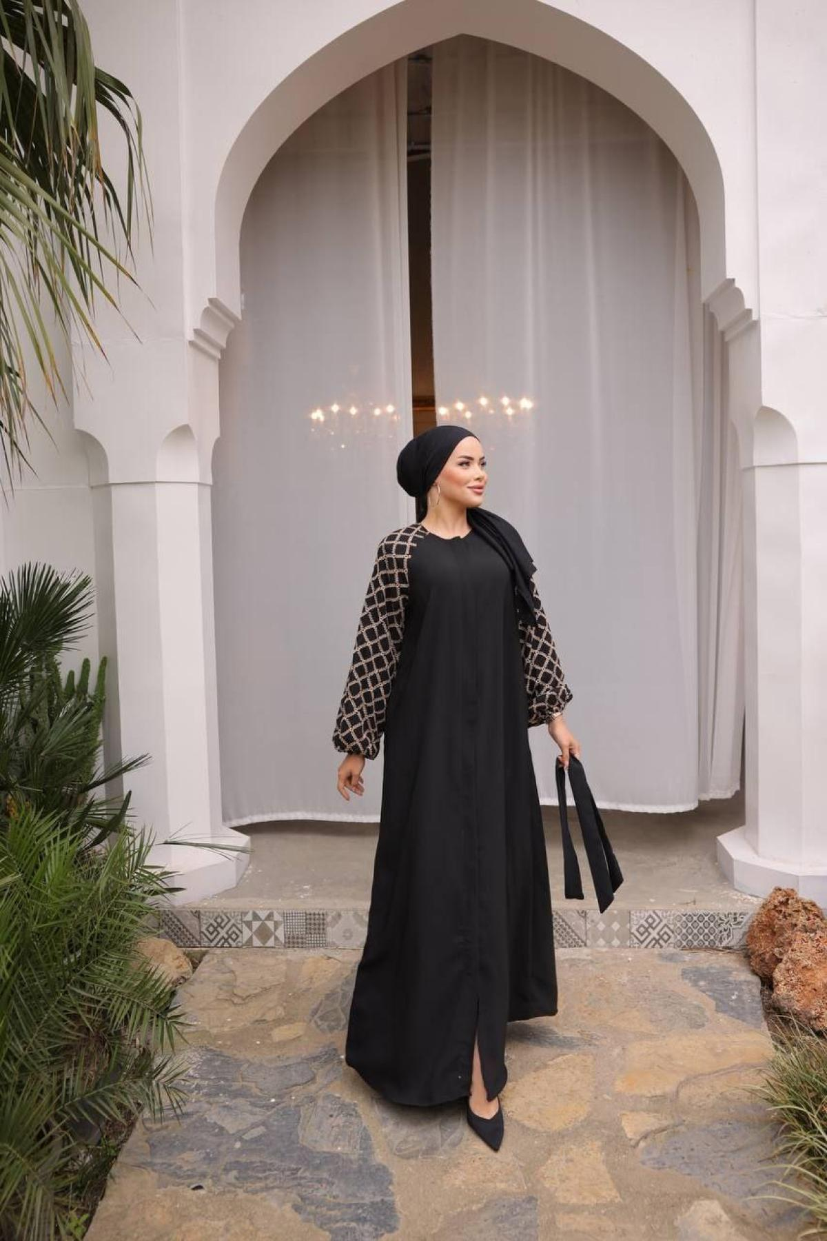 Women hijab maxi dress wholesale Black color 697390