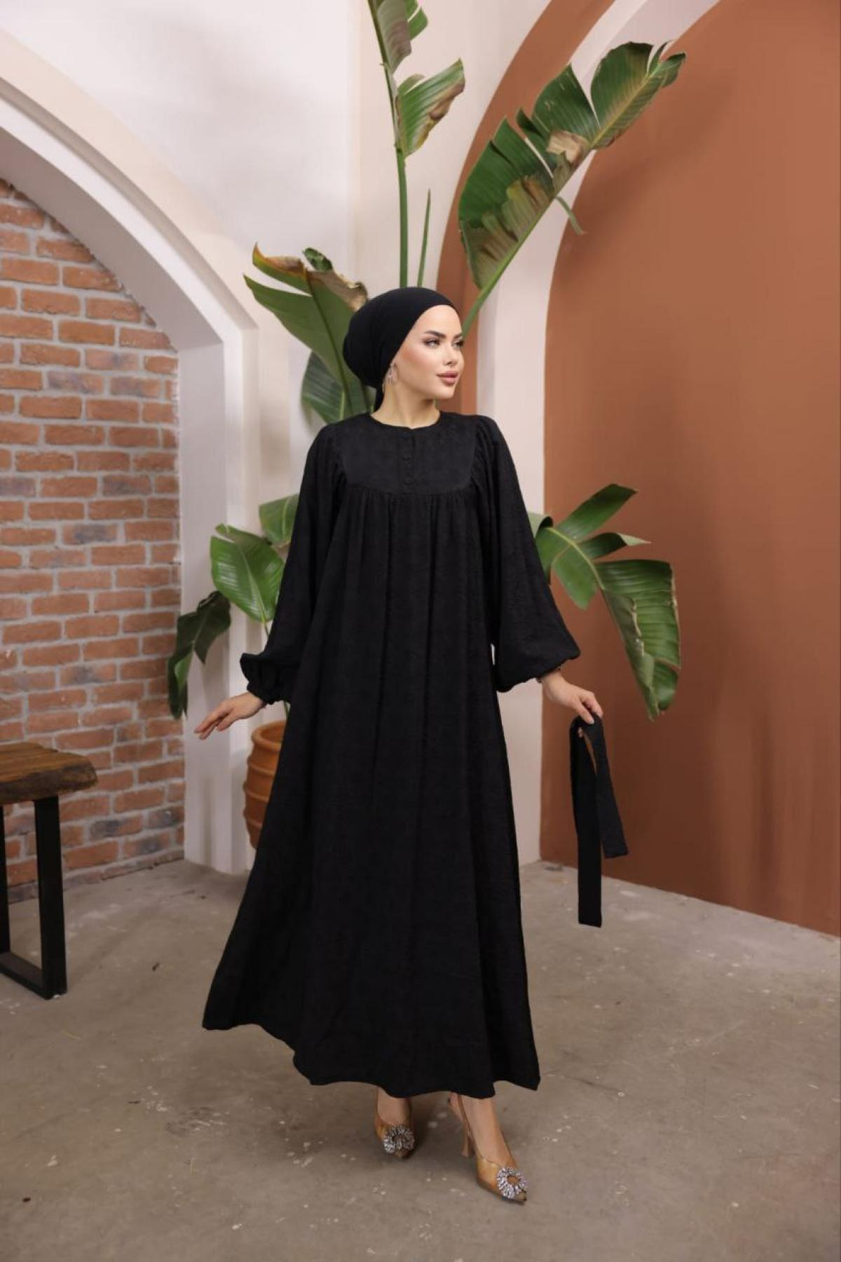 Women hijab maxi dress wholesale Black color 697418