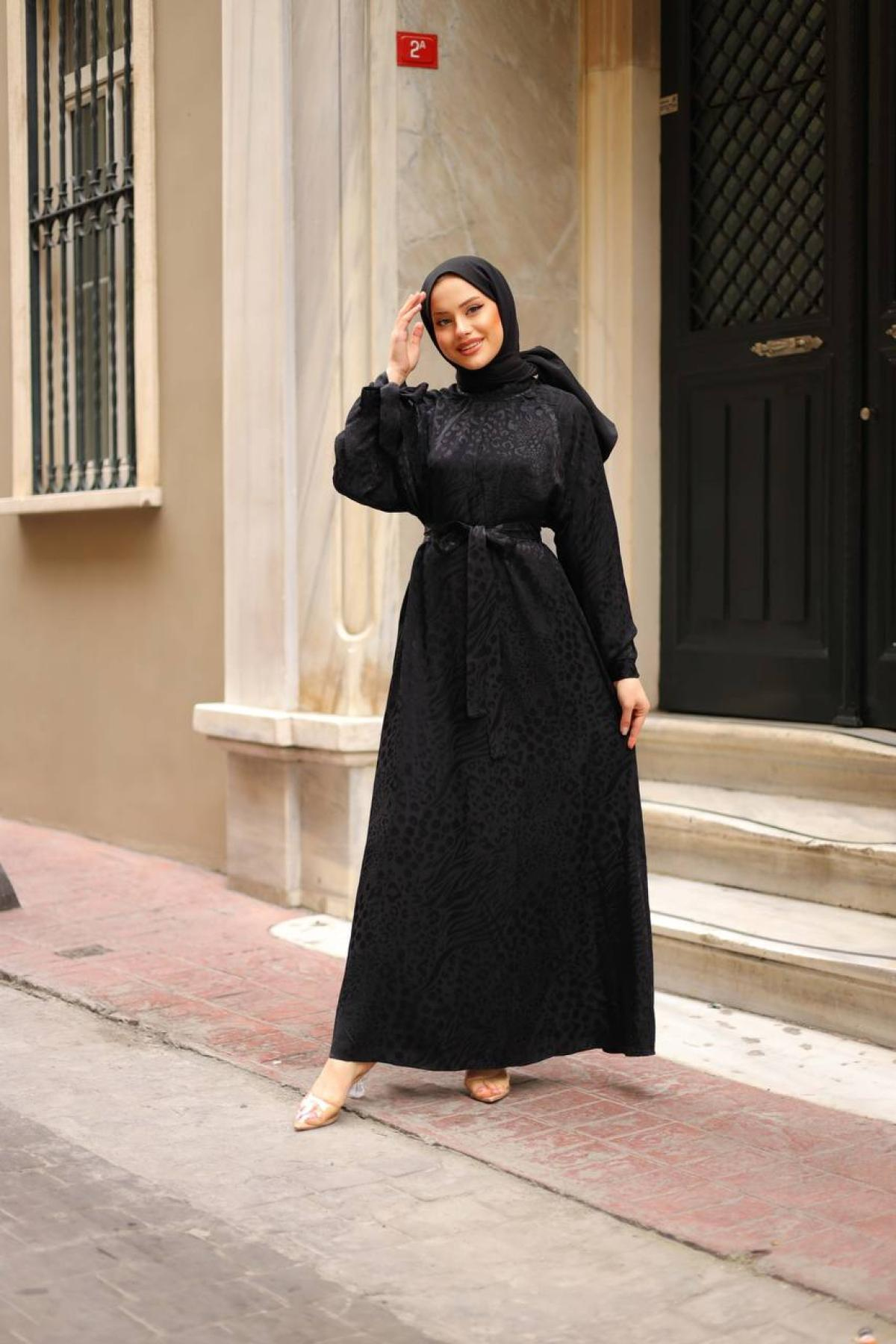 Women hijab maxi dress wholesale Black color 695682