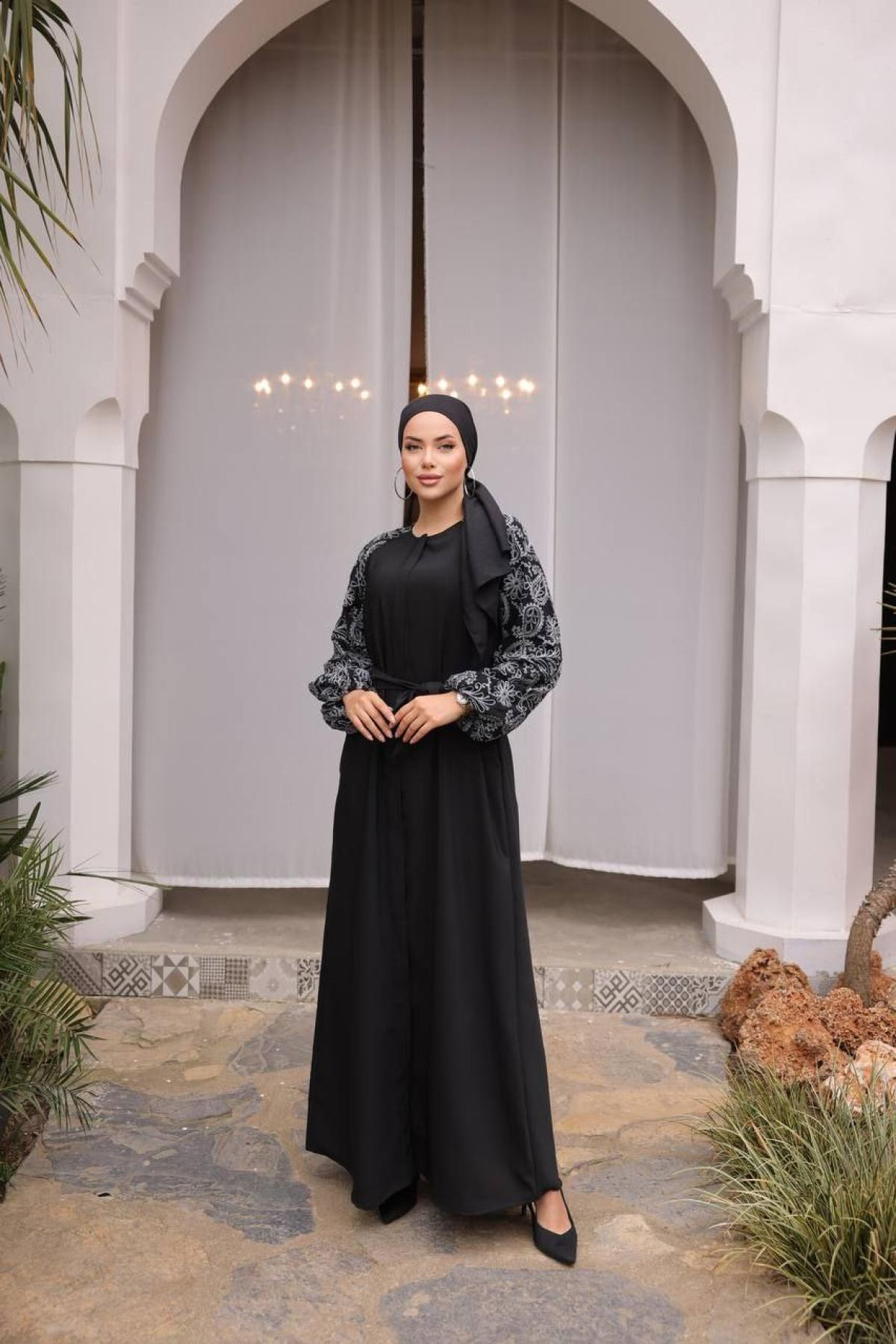 Women hijab maxi dress wholesale Black color 697391