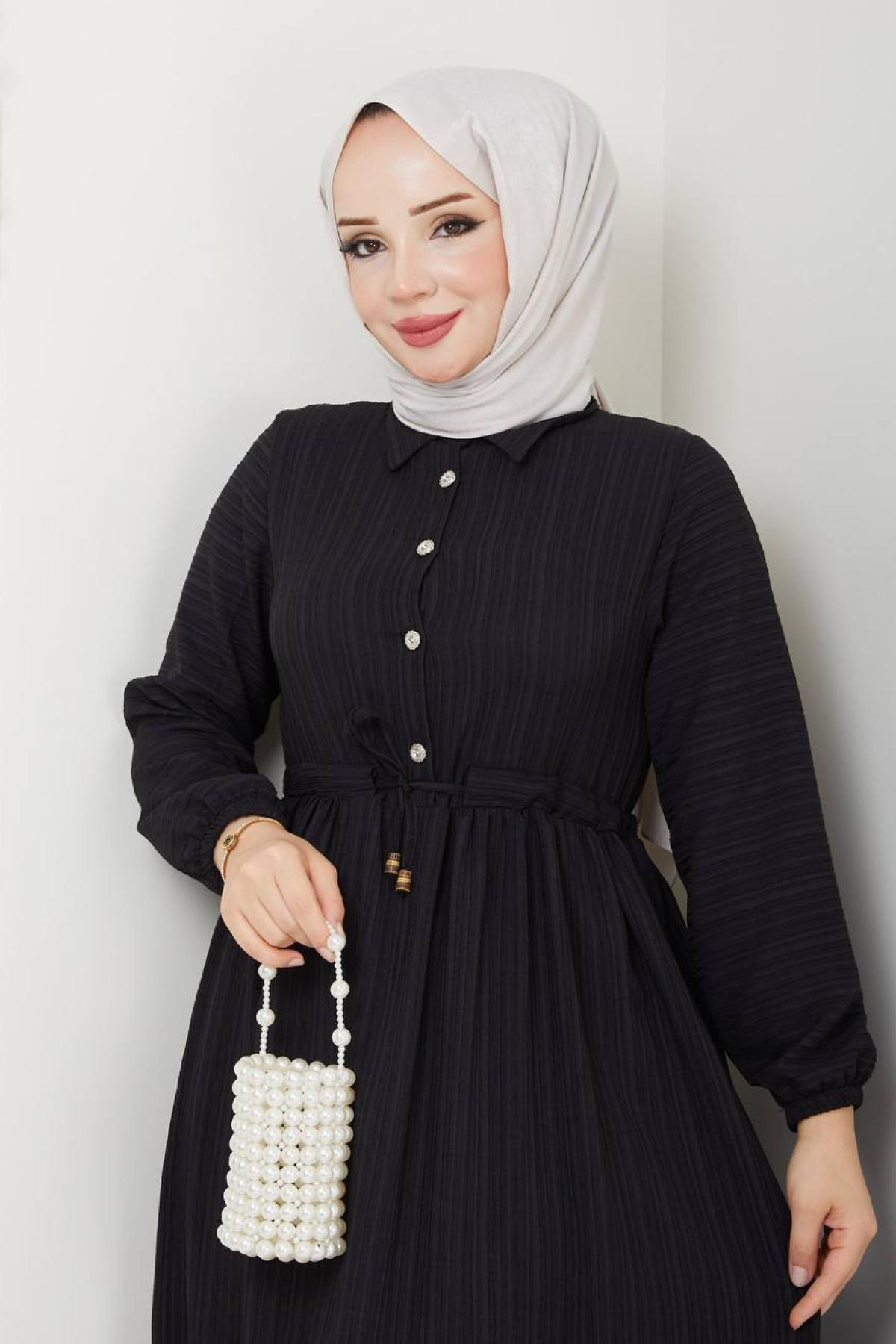 Women hijab maxi dress wholesale Black color 695749