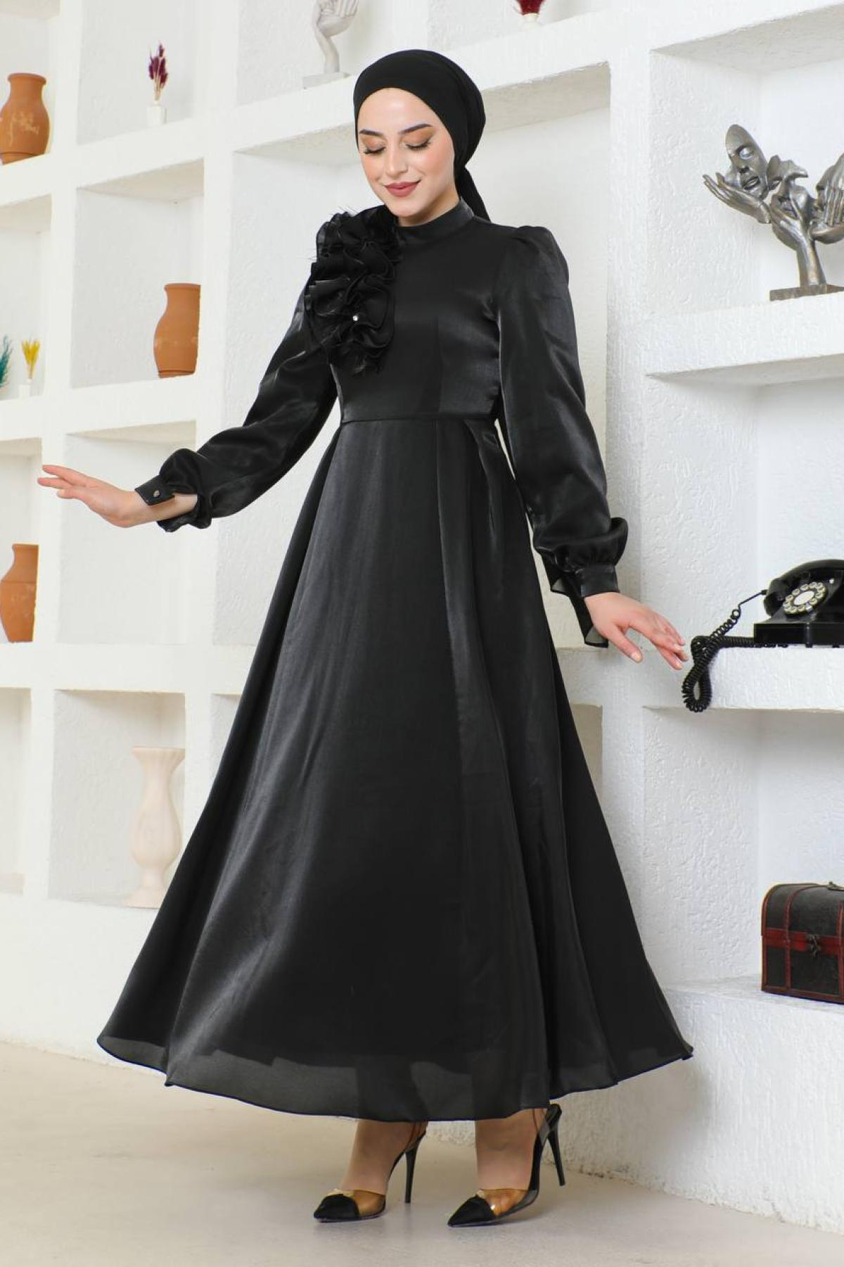 Women hijab maxi dress wholesale Black color 695784