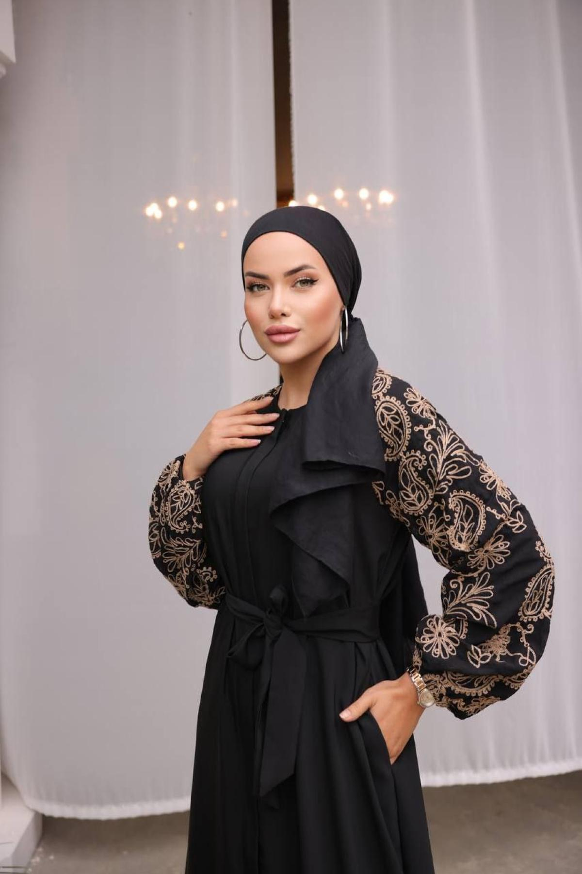 Women hijab maxi dress wholesale Black color 697389
