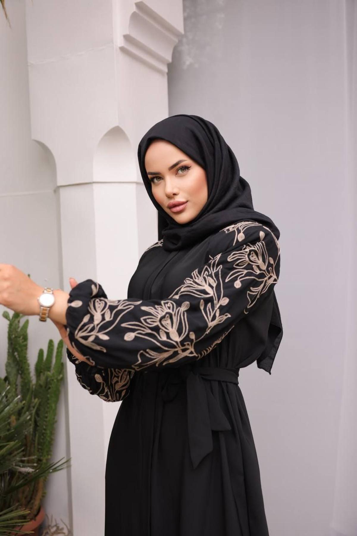 Women hijab maxi dress wholesale Black color 697388