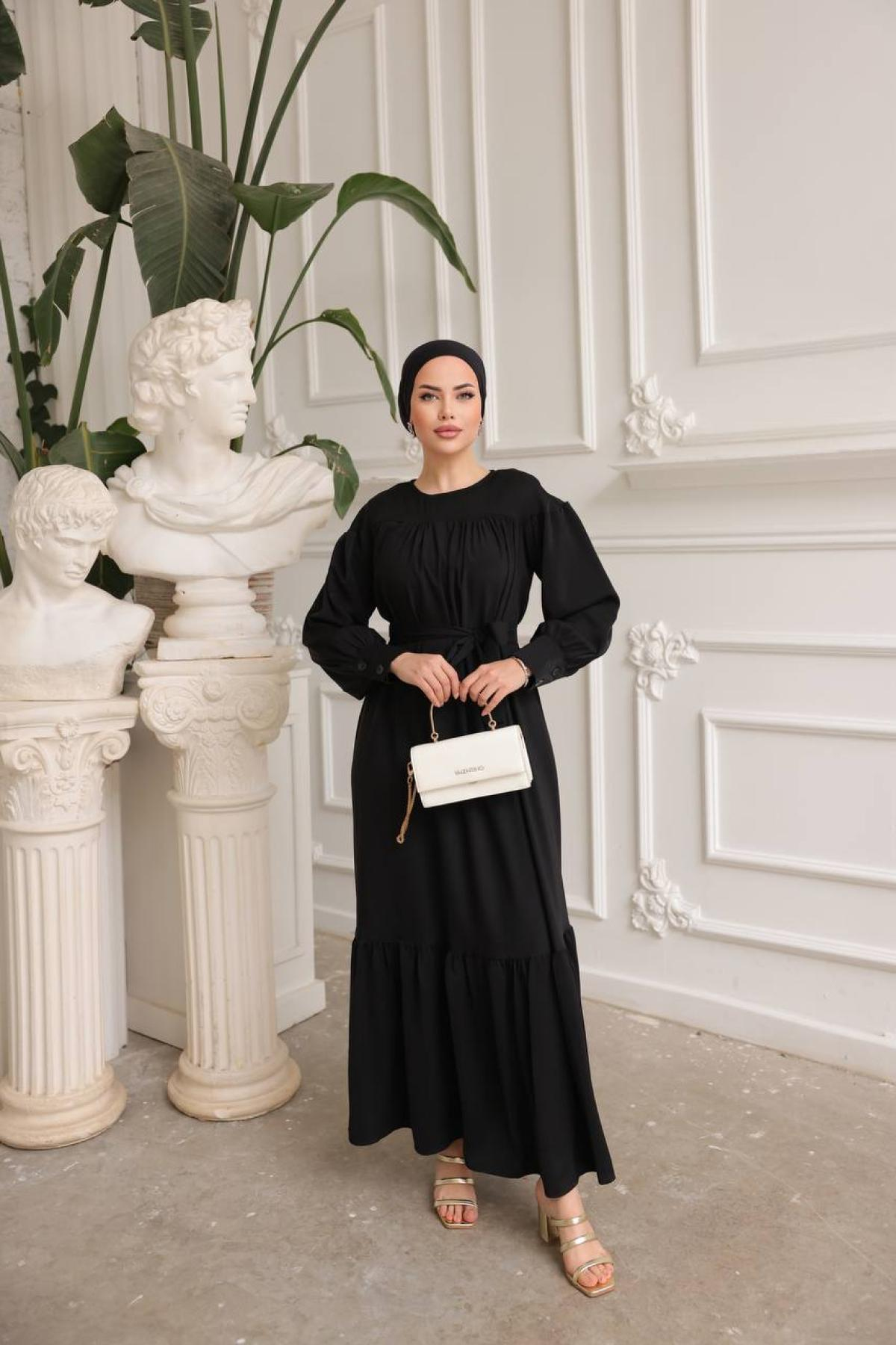 Women hijab maxi dress wholesale Black color 695834