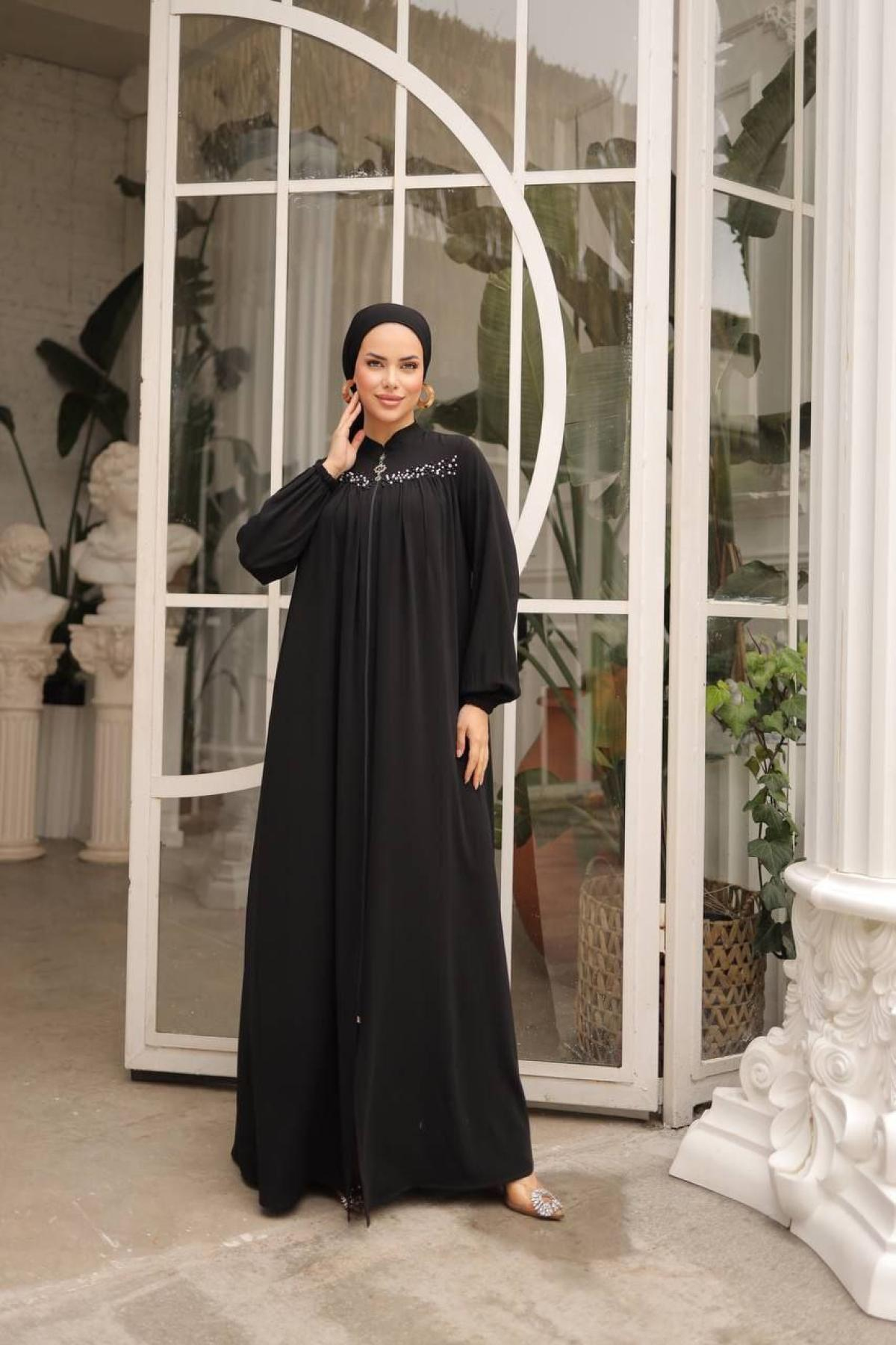 Women hijab maxi dress wholesale Black color 697476