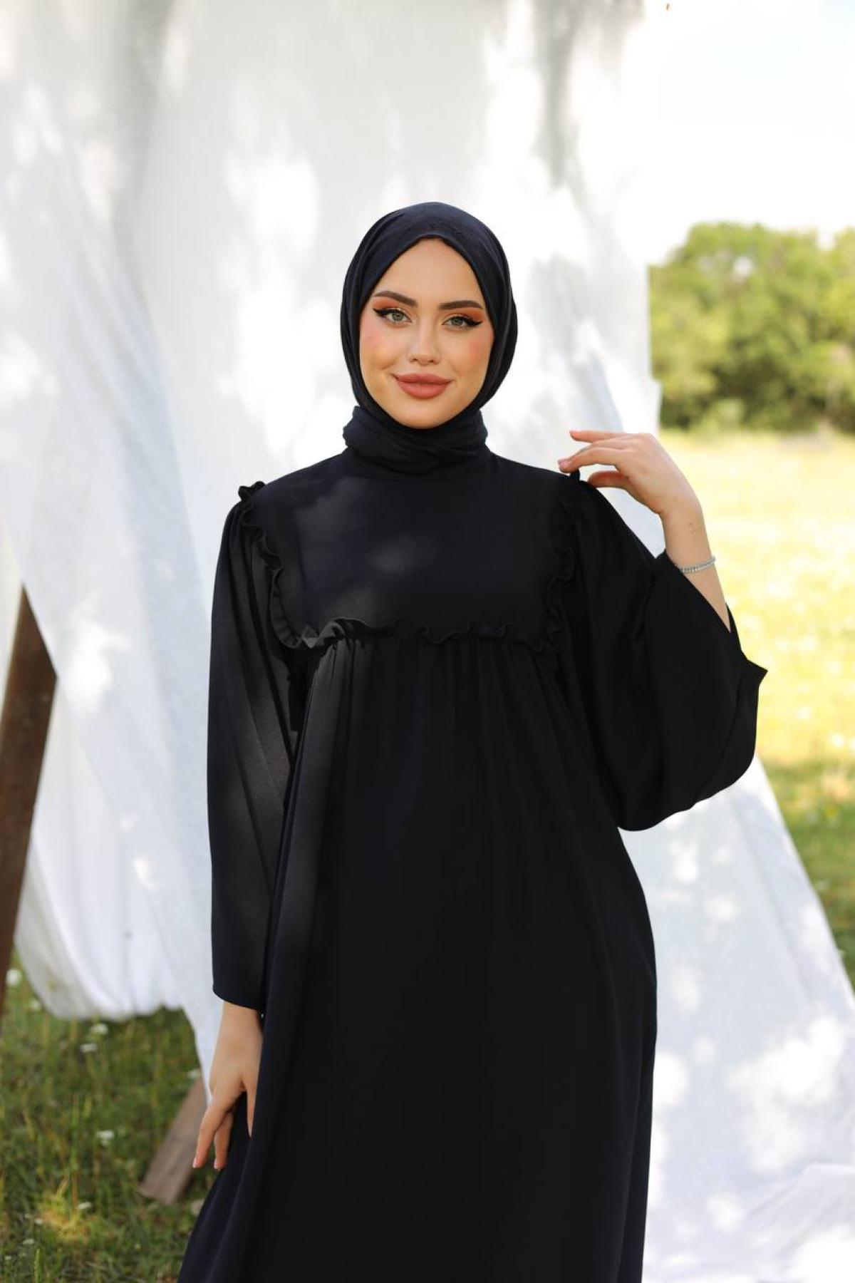 Women hijab maxi dress wholesale Black color 695668