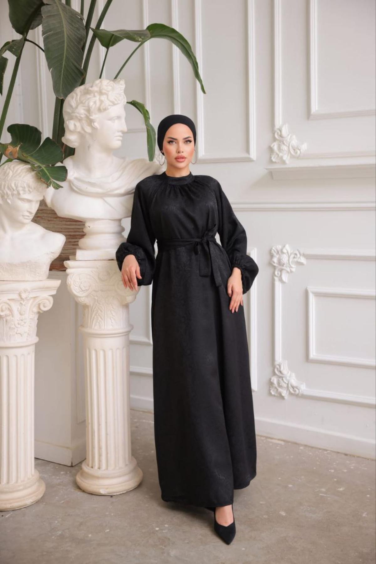 Women hijab maxi dress wholesale Black color 697364