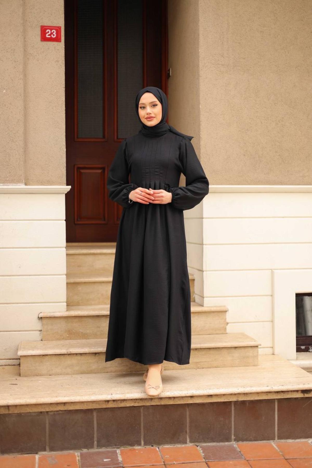 Women hijab maxi dress wholesale Black color 695655