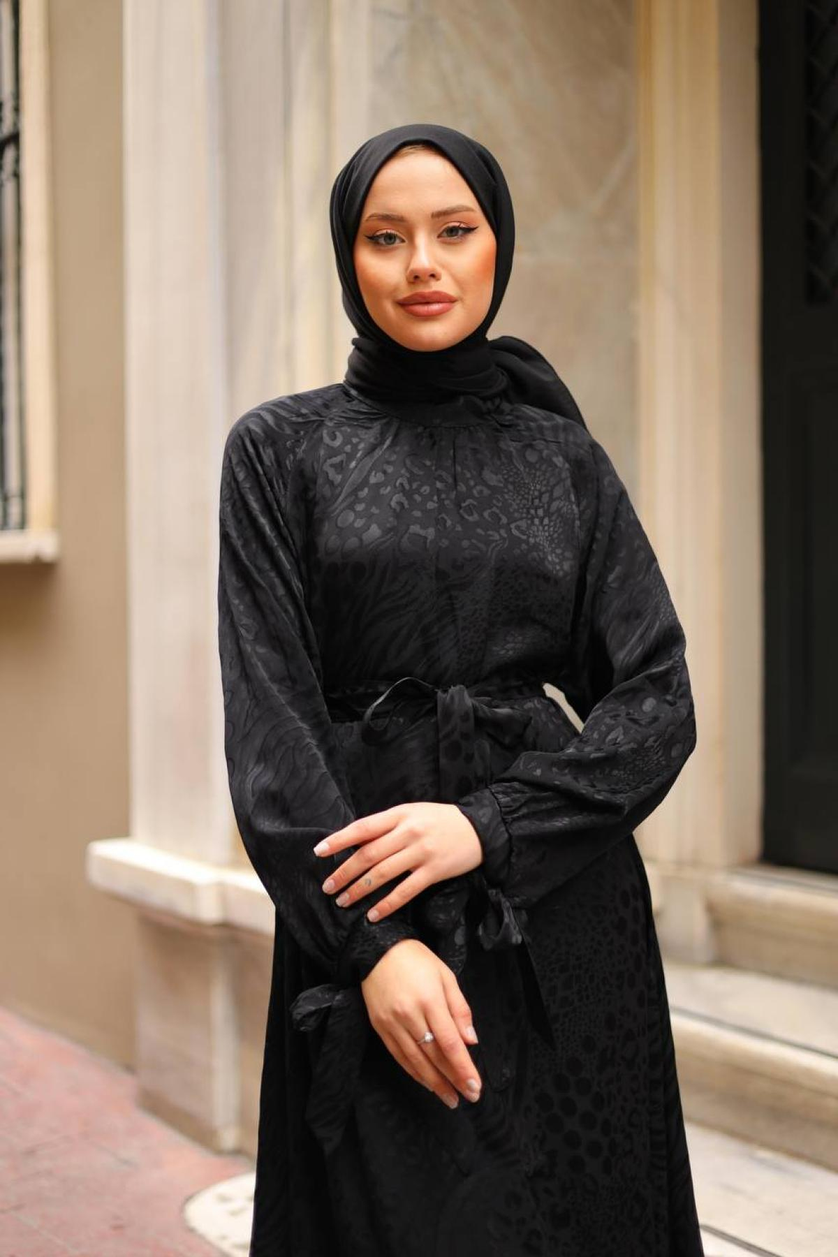 Women hijab maxi dress wholesale Black color 695682