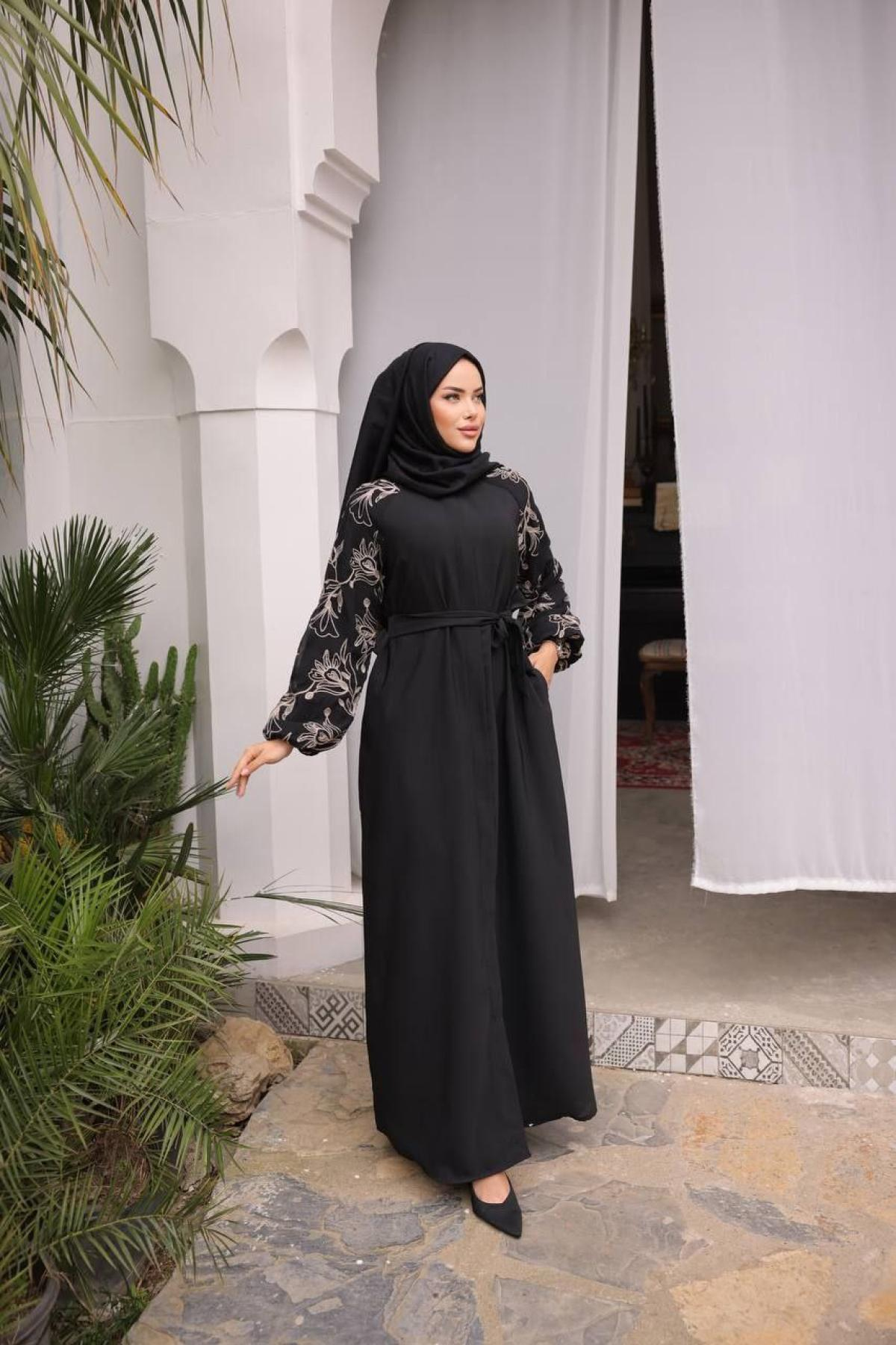 Women hijab maxi dress wholesale Black color 697388