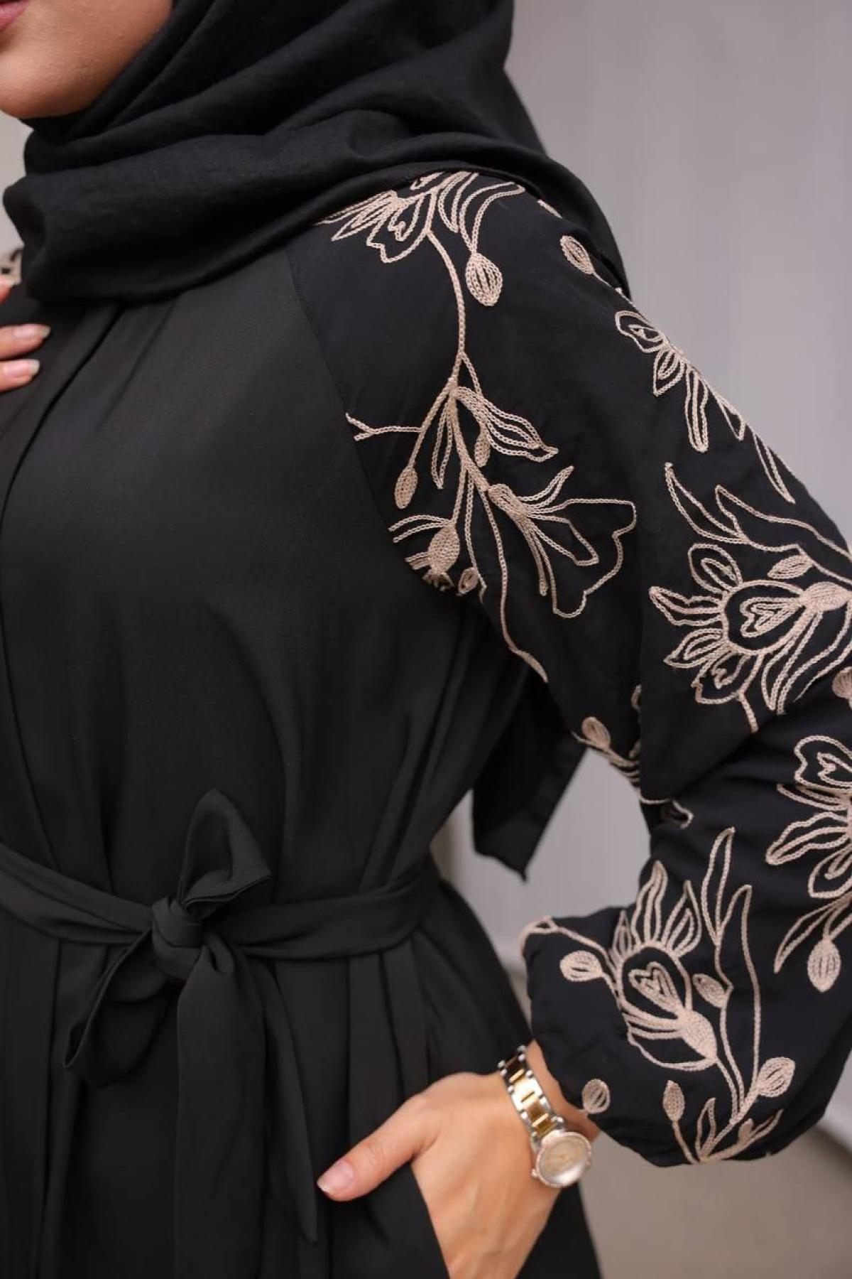 Women hijab maxi dress wholesale Black color 697388