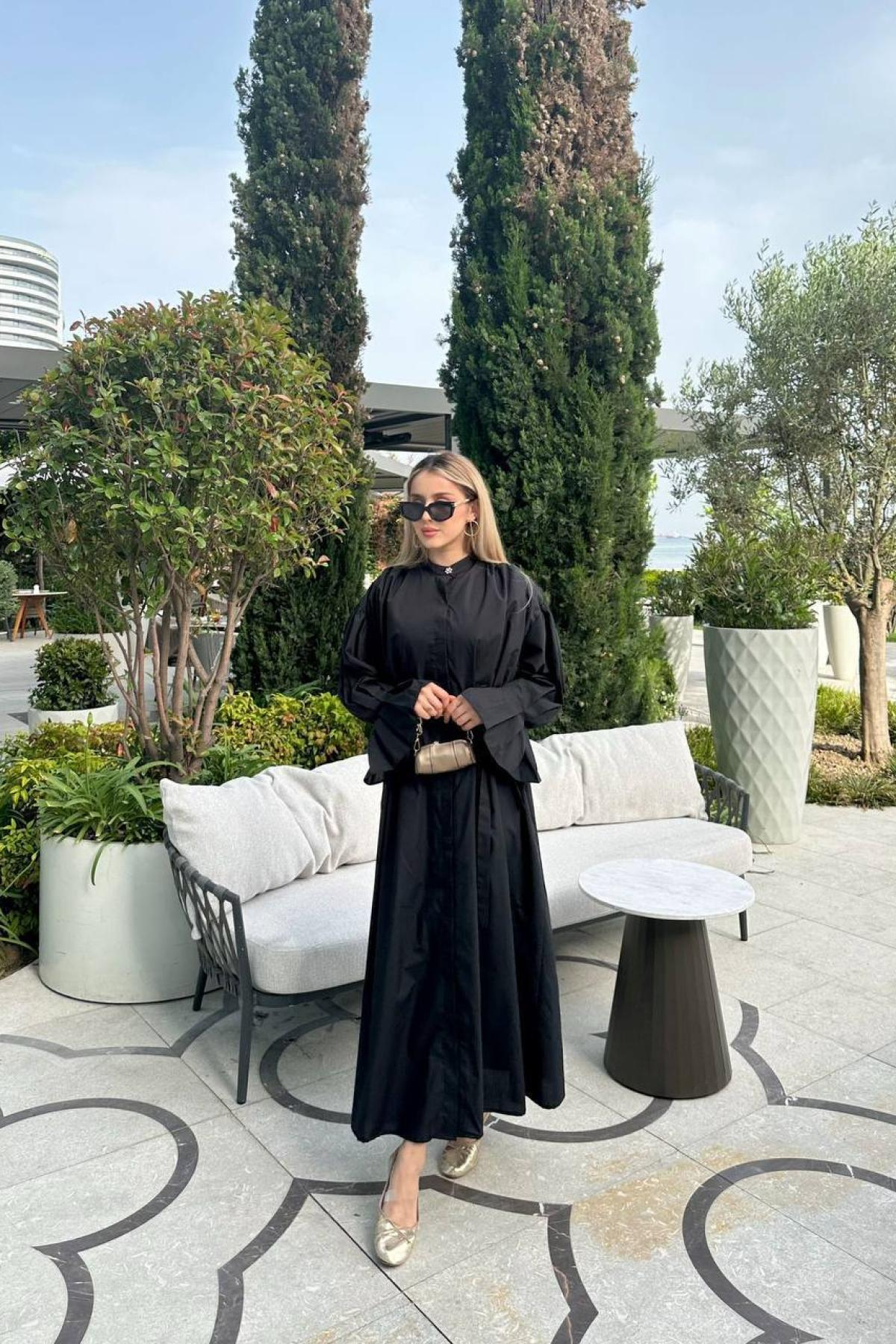 Women hijab maxi dress wholesale Black color 695760