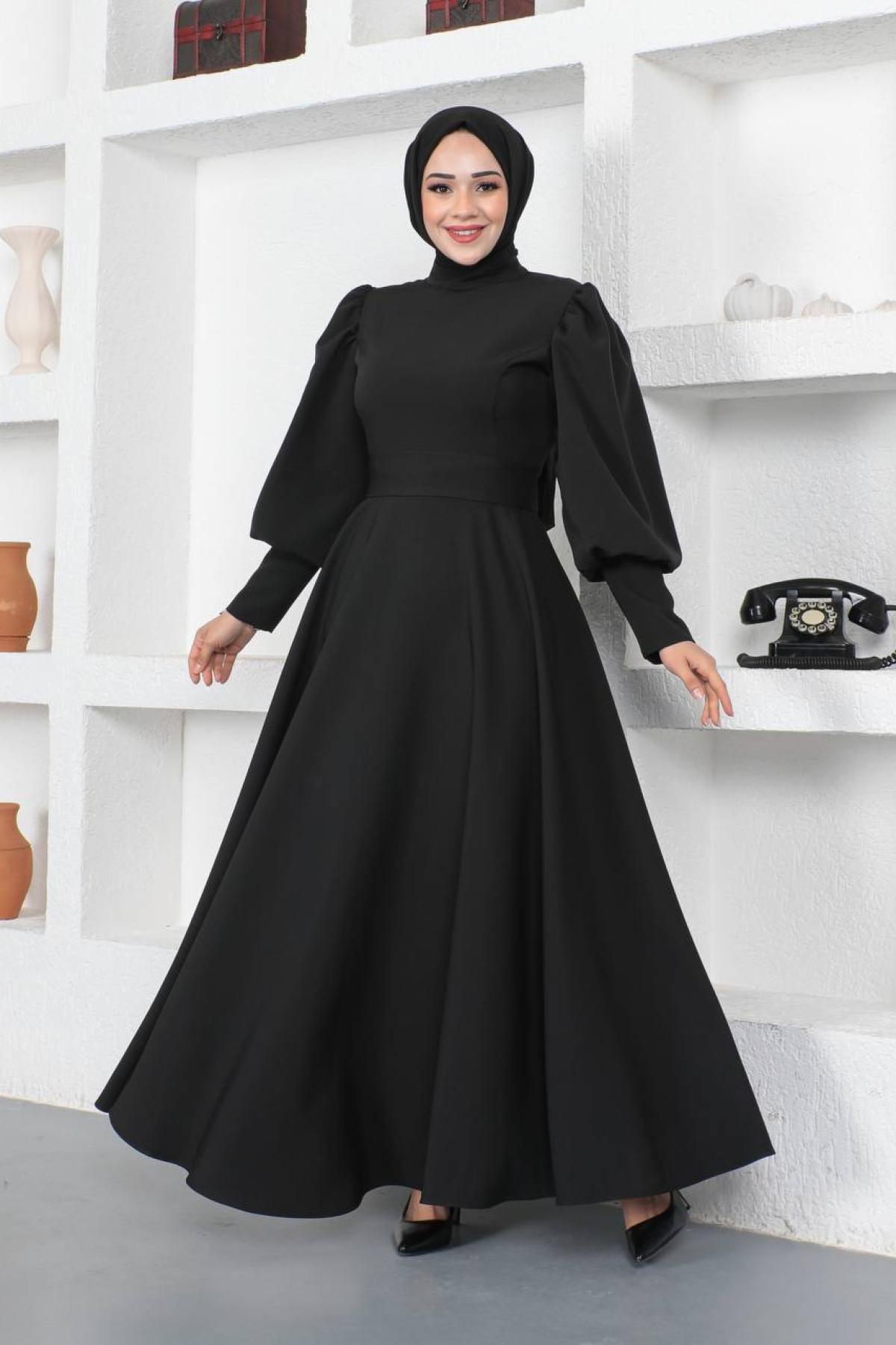 Women hijab maxi dress wholesale Black color 695783