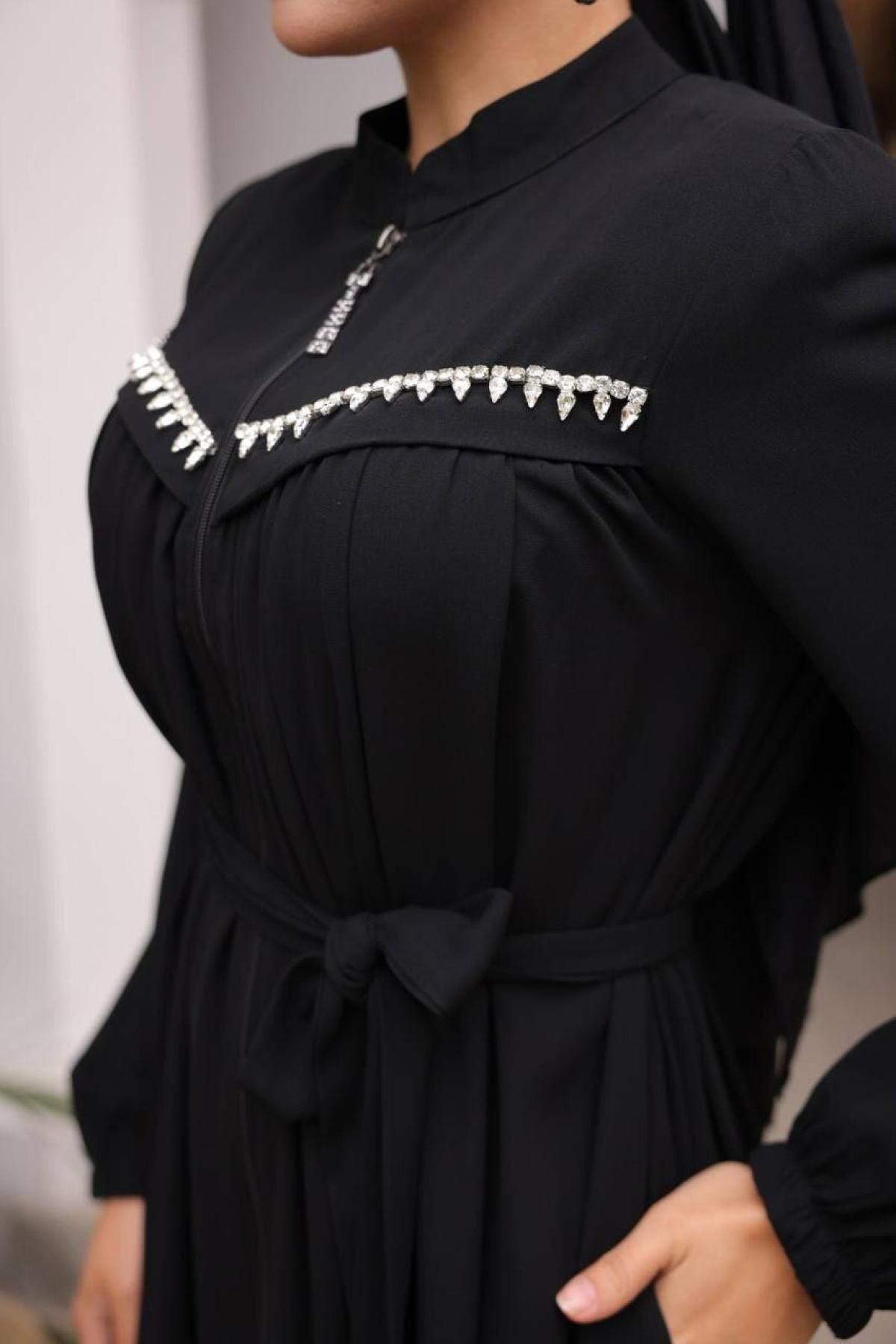 Women hijab maxi dress wholesale Black color 697405