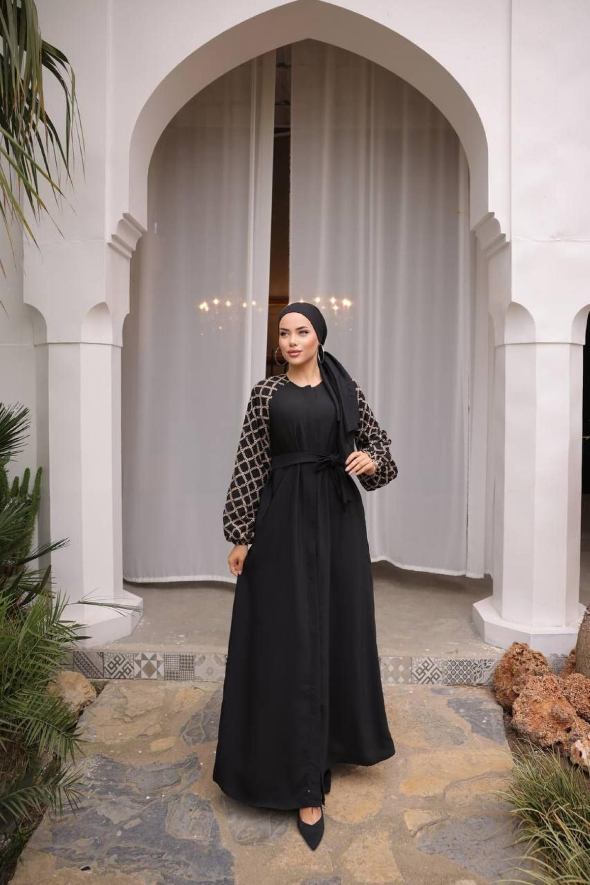Women hijab maxi dress wholesale Black color 697390