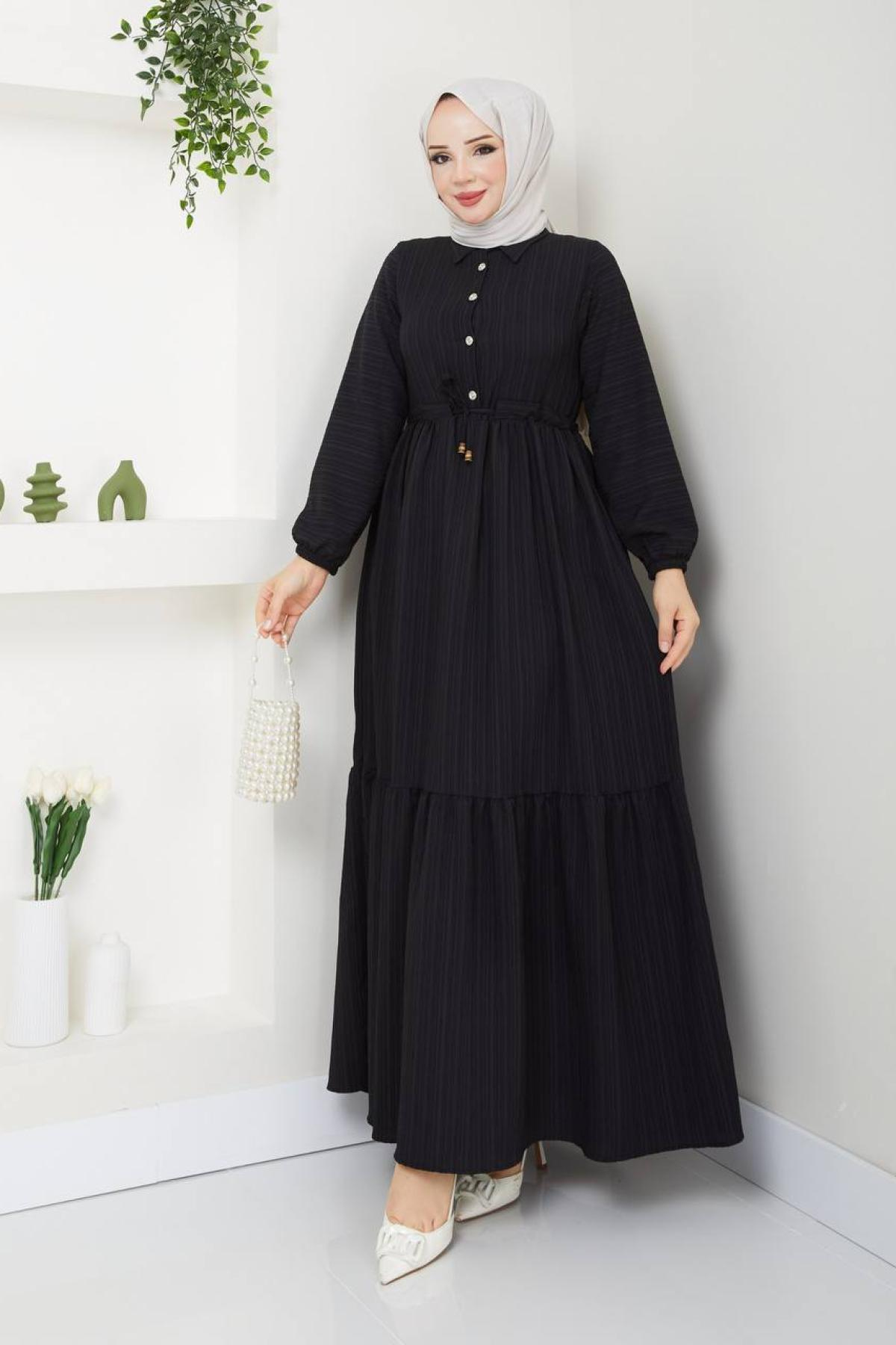 Women hijab maxi dress wholesale Black color 695749