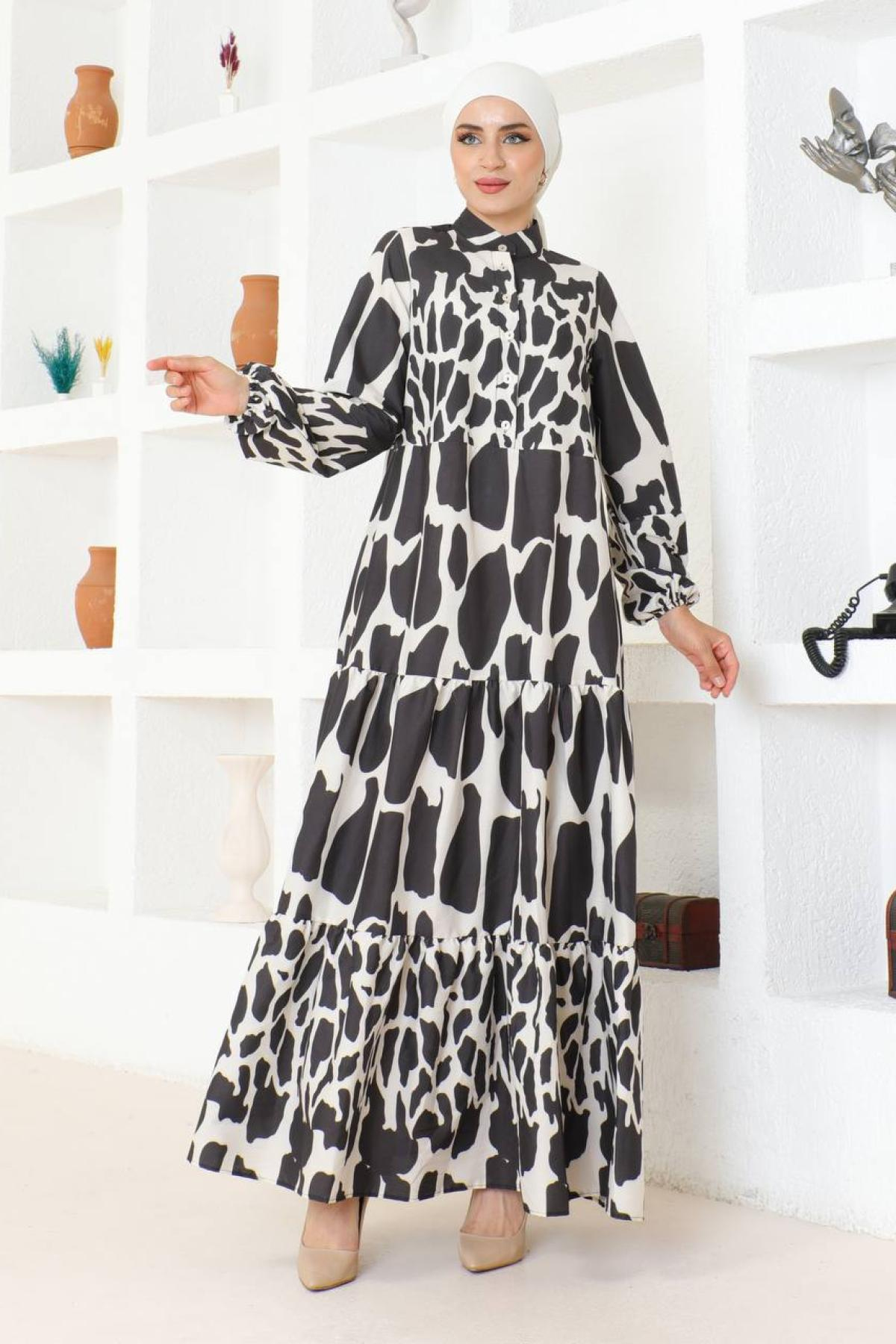 Women hijab maxi dress wholesale Black color 696151